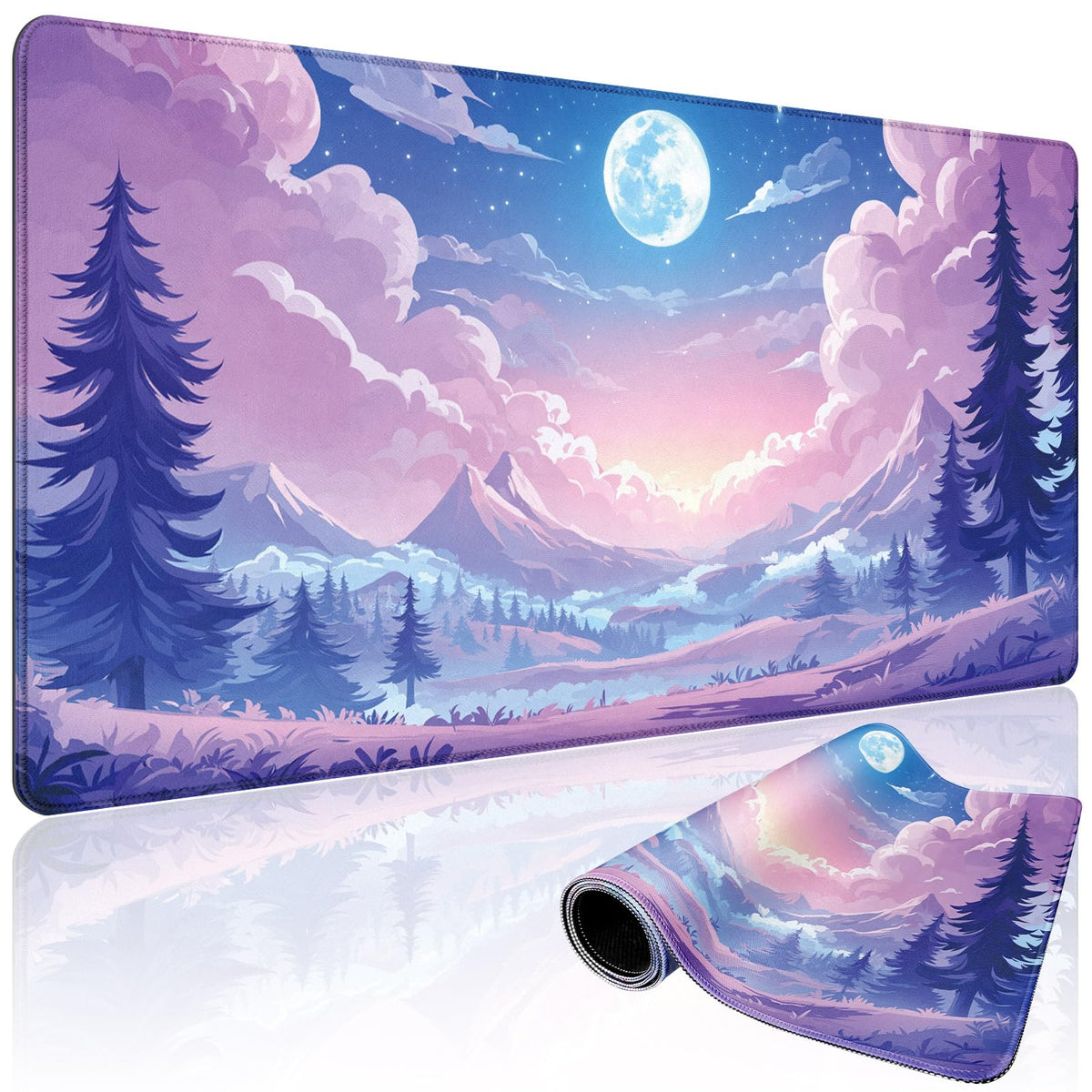 Mcapirivo Mountain Moonlight Gaming Mouse Pad Desk Mat 31.5"x15.7"