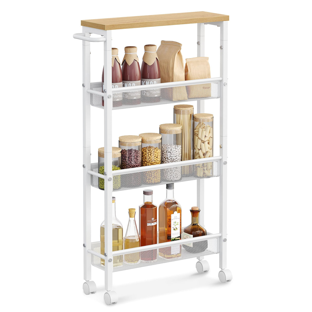 VASAGLE 4-Tier Slim Rolling Storage cart with Wheels, 5.1 Inches, Metal