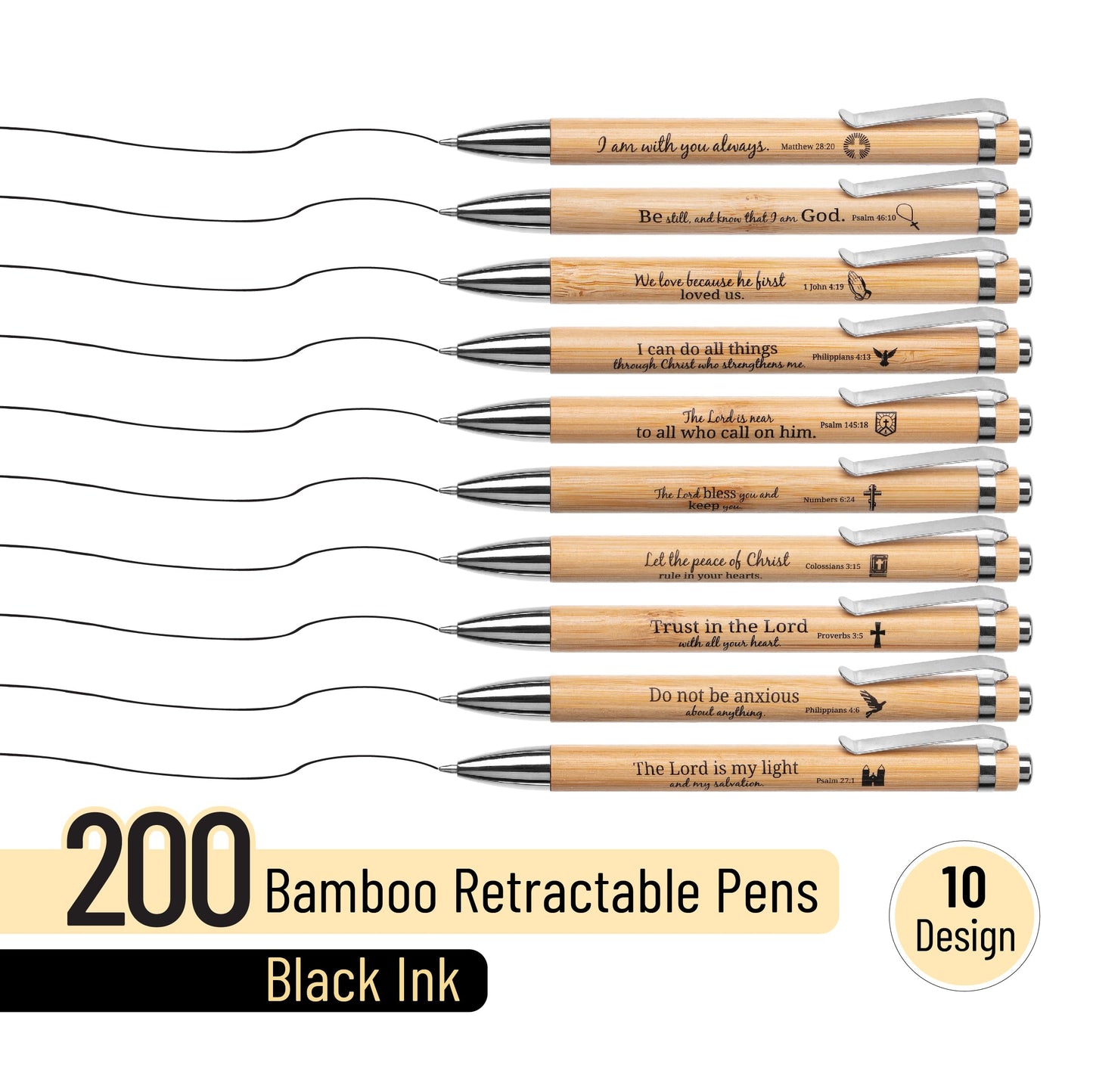 Mr. Pen- Bible Verse Pens Bulk, 200 Pack, Black Ink, Retractable
