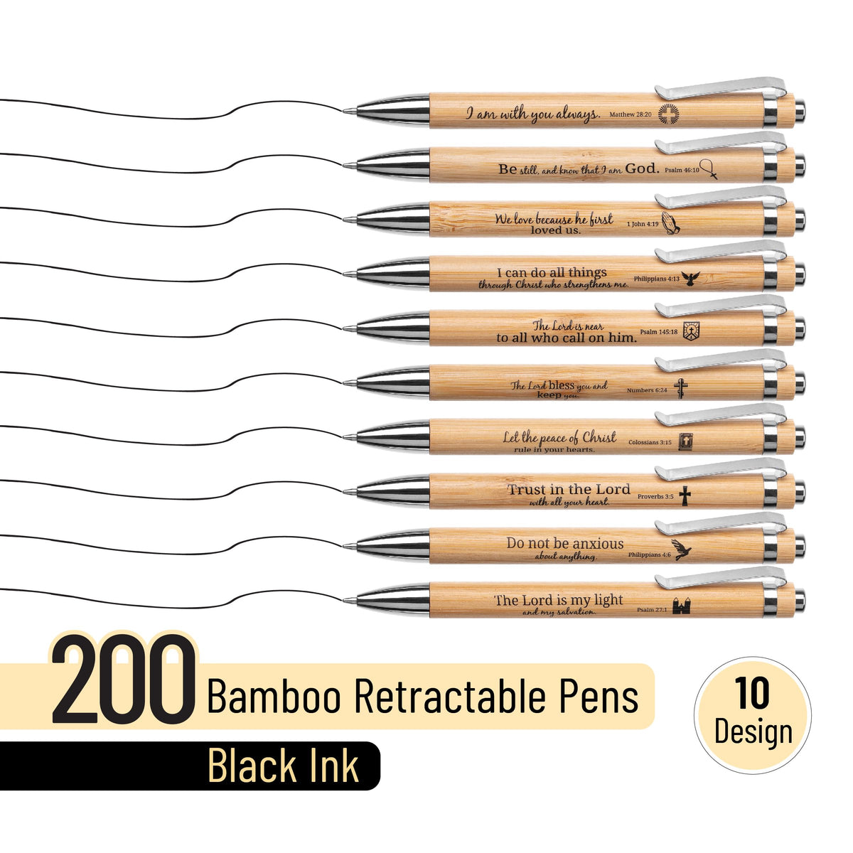 Mr. Pen- Bible Verse Pens Bulk, 200 Pack, Black Ink, Retractable