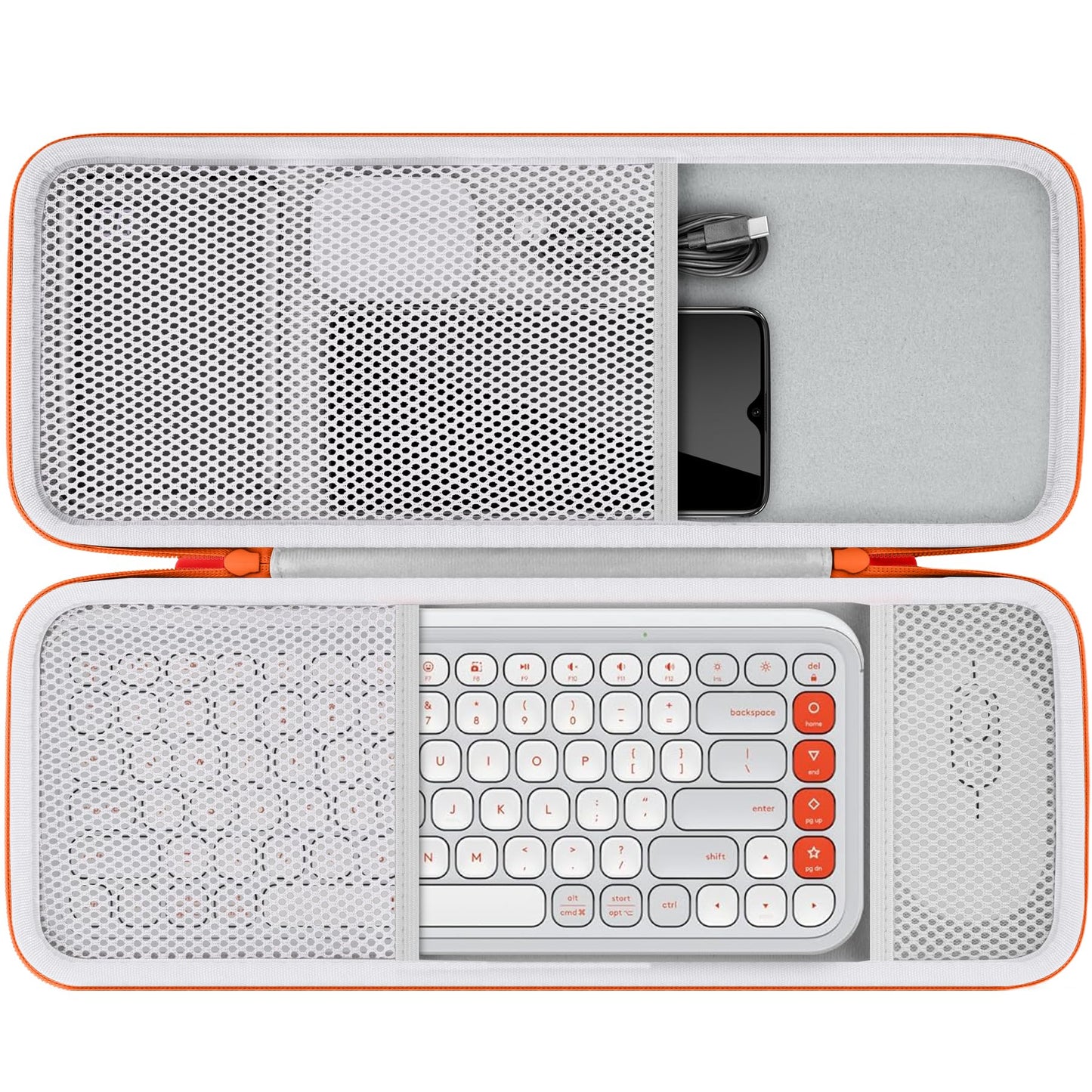 co2CREA Hard Case for Logitech POP ICON Keyboard & Mouse Combo,White Orange
