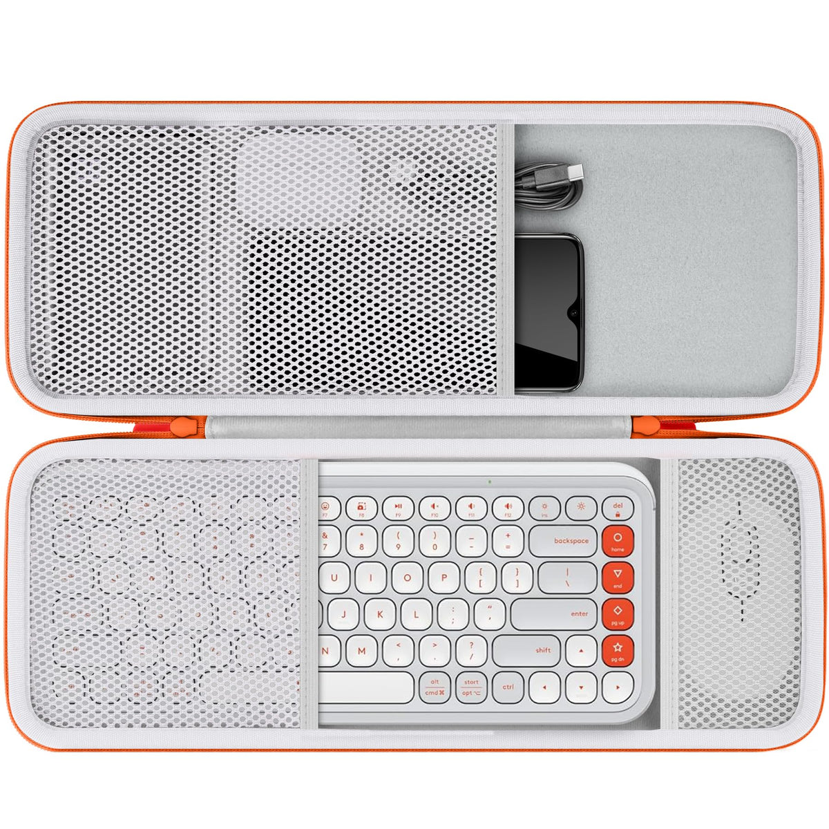 co2CREA Hard Case for Logitech POP ICON Keyboard & Mouse Combo,White Orange