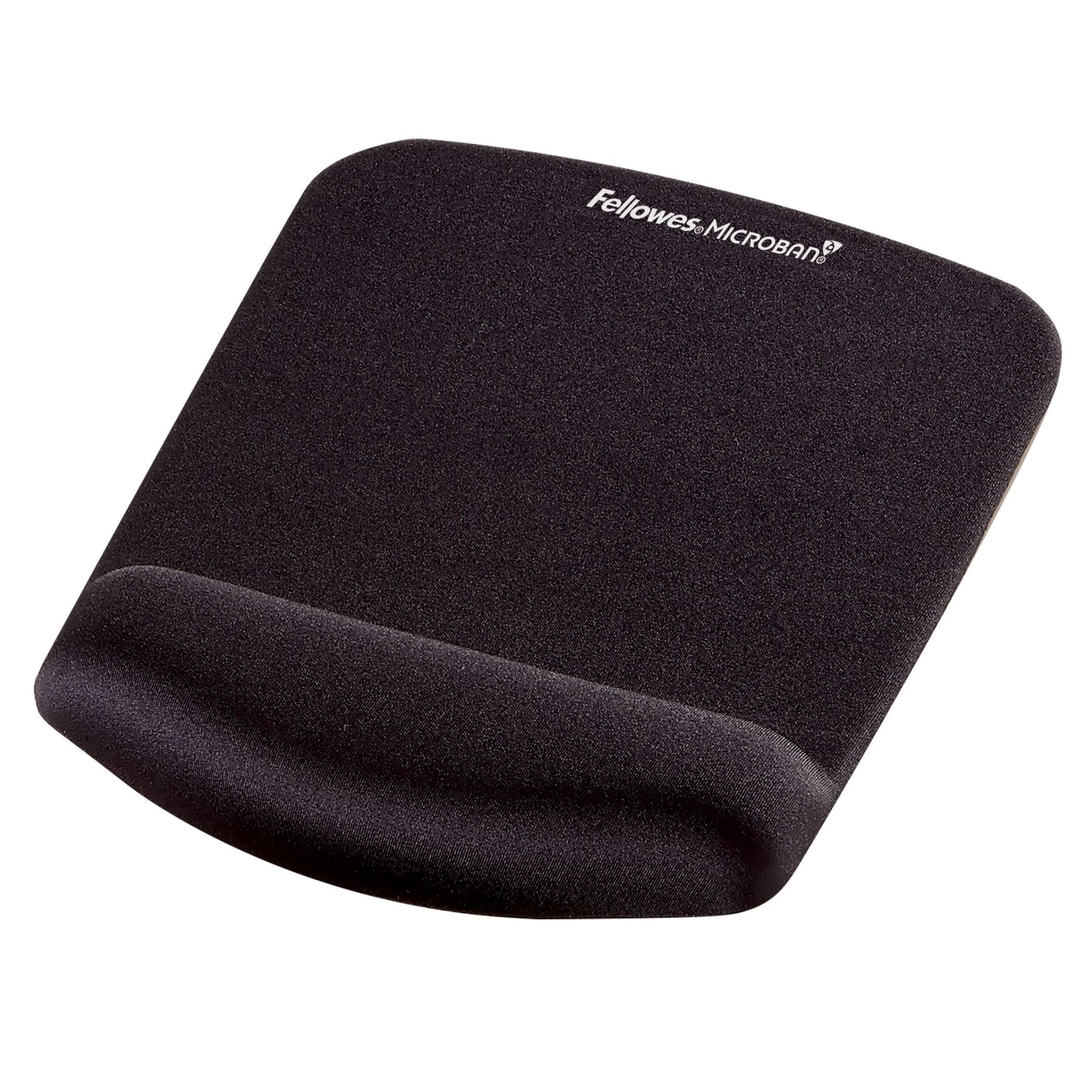 Fellowes PlushTouch Mouse Mat with Wrist Support Featuring Microban Antimicrobial Protection, Black