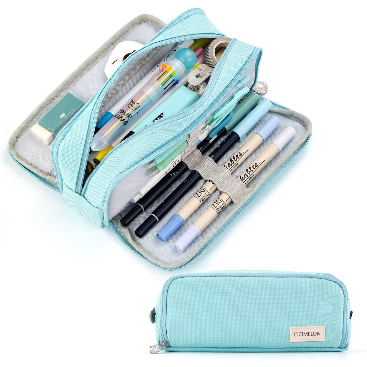 CICIMELON Pencil Case Large Capacity Pencil Pouch 3 Compartments Pencil Bag Gift for Students Girls