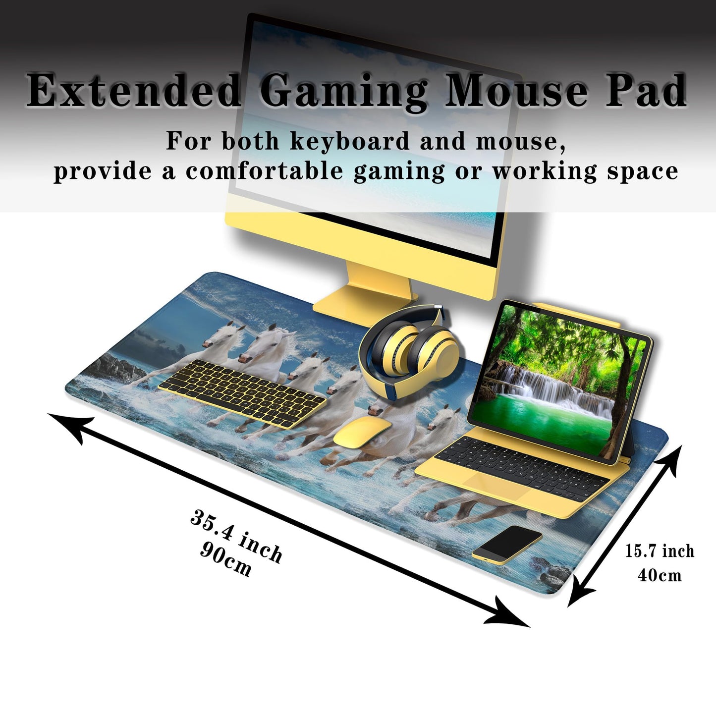 Samgula Extra Large Mouse Pads Horses Running, Gaming Mouse Pad Computer Mat, Desktop Computer Mat