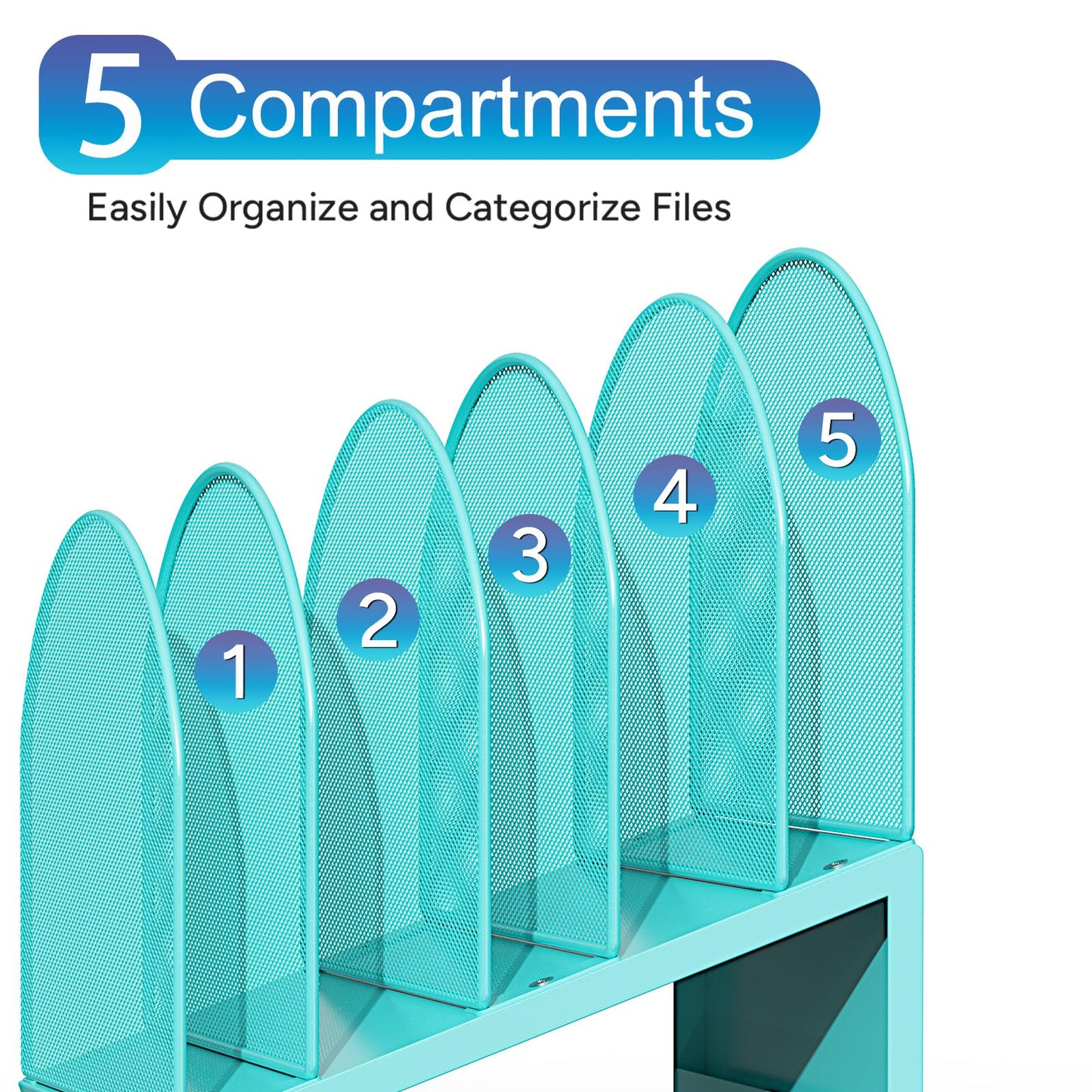 gianotter Desktop File Organizer with 5 Compartments