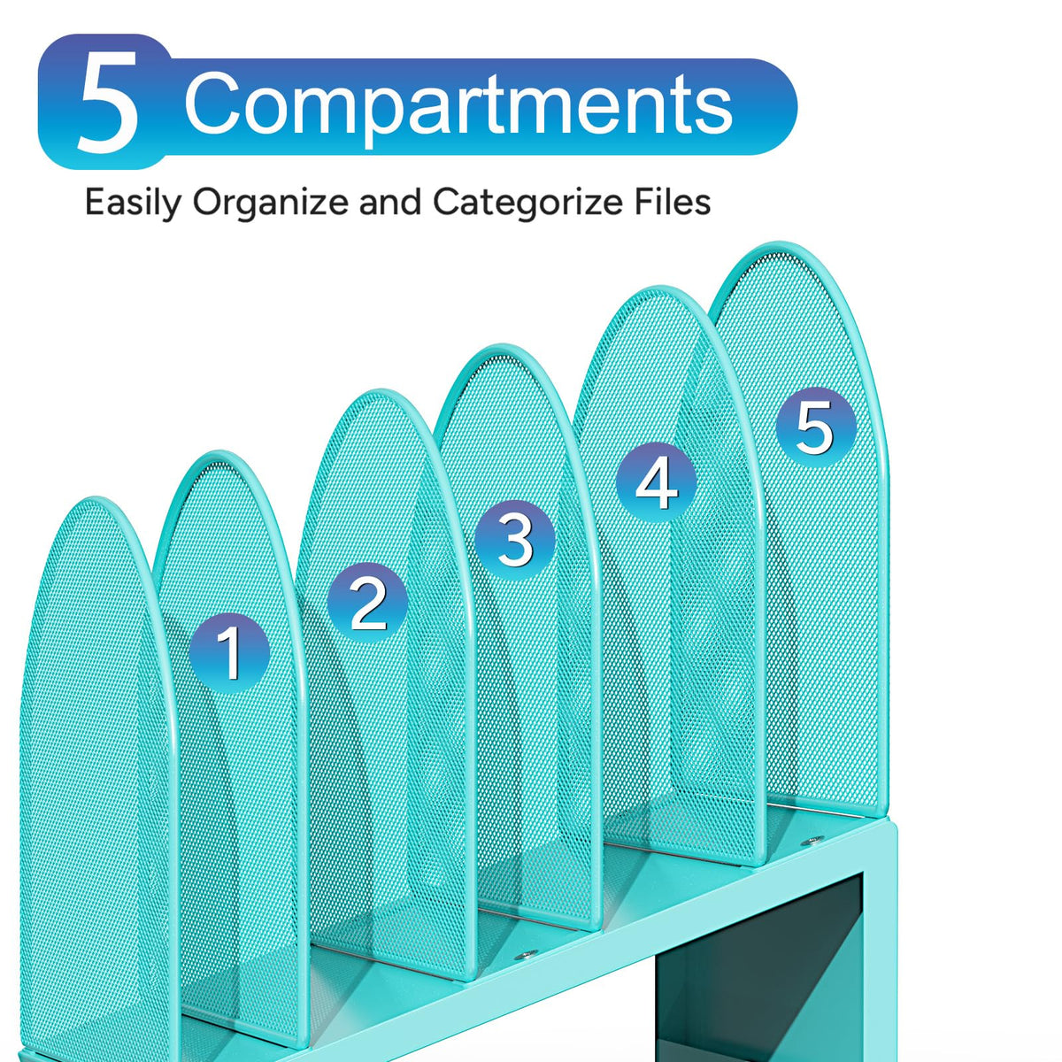 gianotter Desktop File Organizer with 5 Compartments