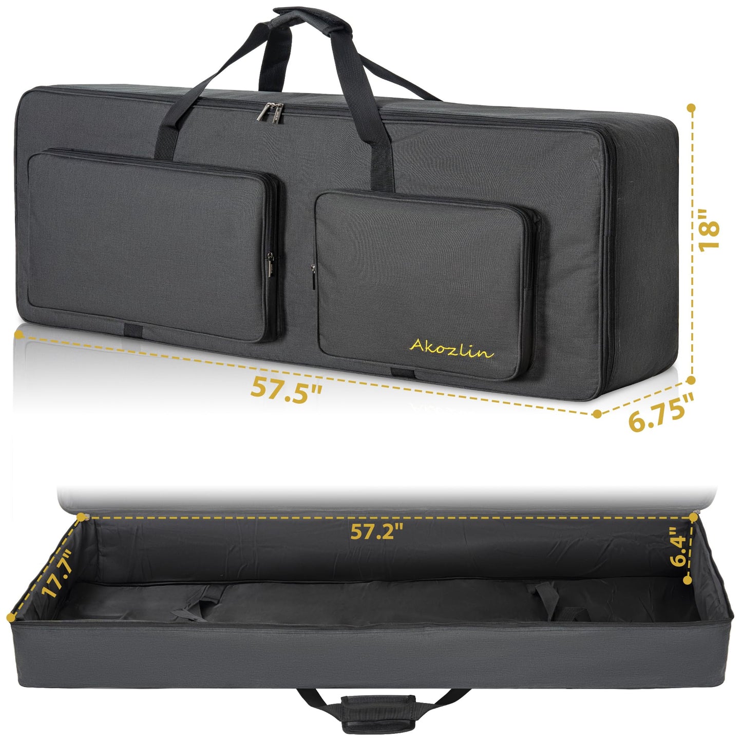 AKOZLIN 88-Key Keyboard Gig Bag 57.5"×18"×6.75" Portable Electric Piano Case Foldable Bag For