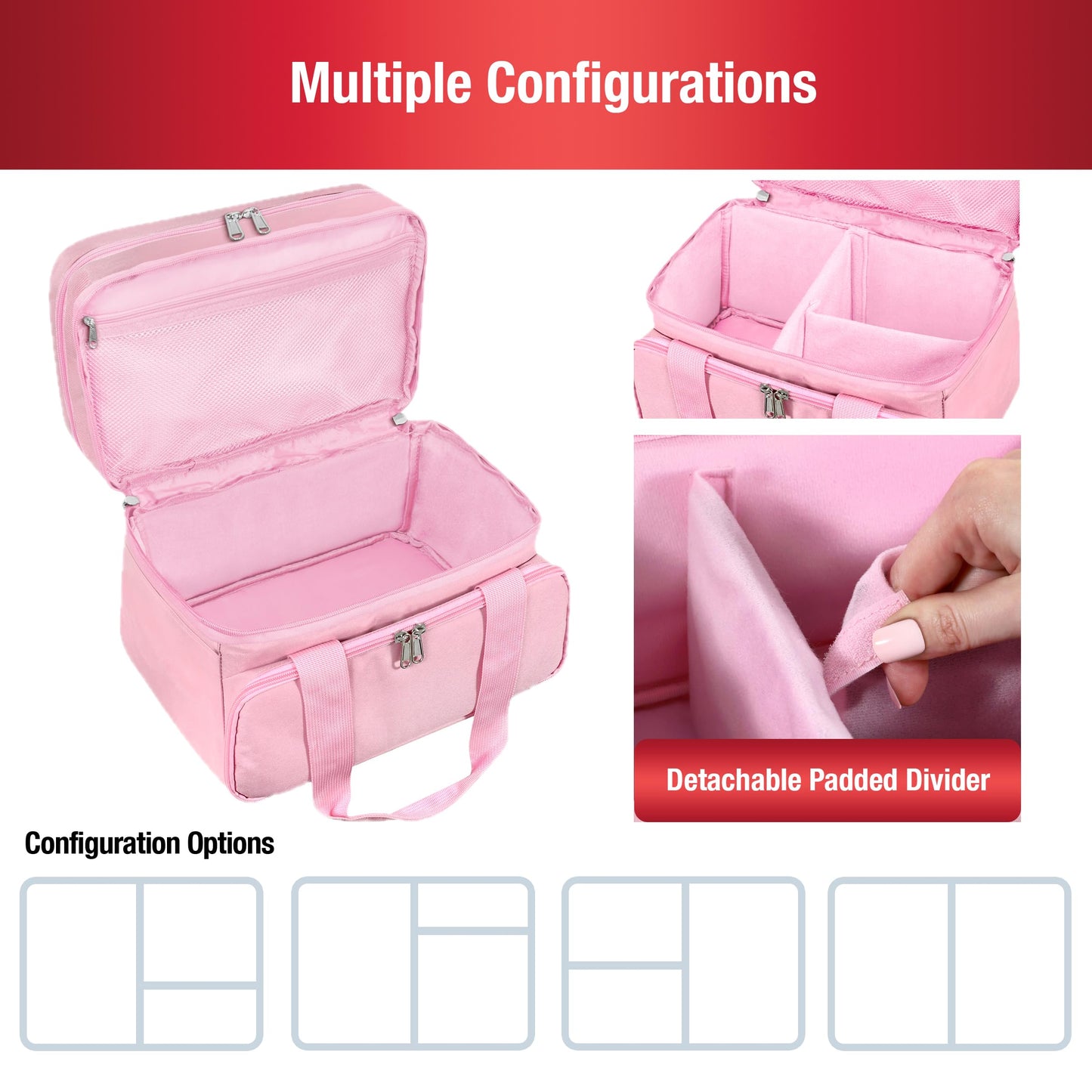 SINGER Portable Sewing Accessories Organizer Bag, 18 Compartments, Pink