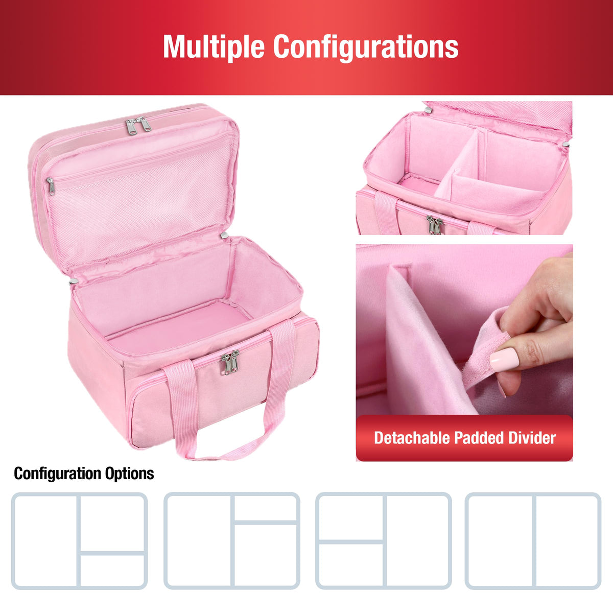 SINGER Portable Sewing Accessories Organizer Bag, 18 Compartments, Pink