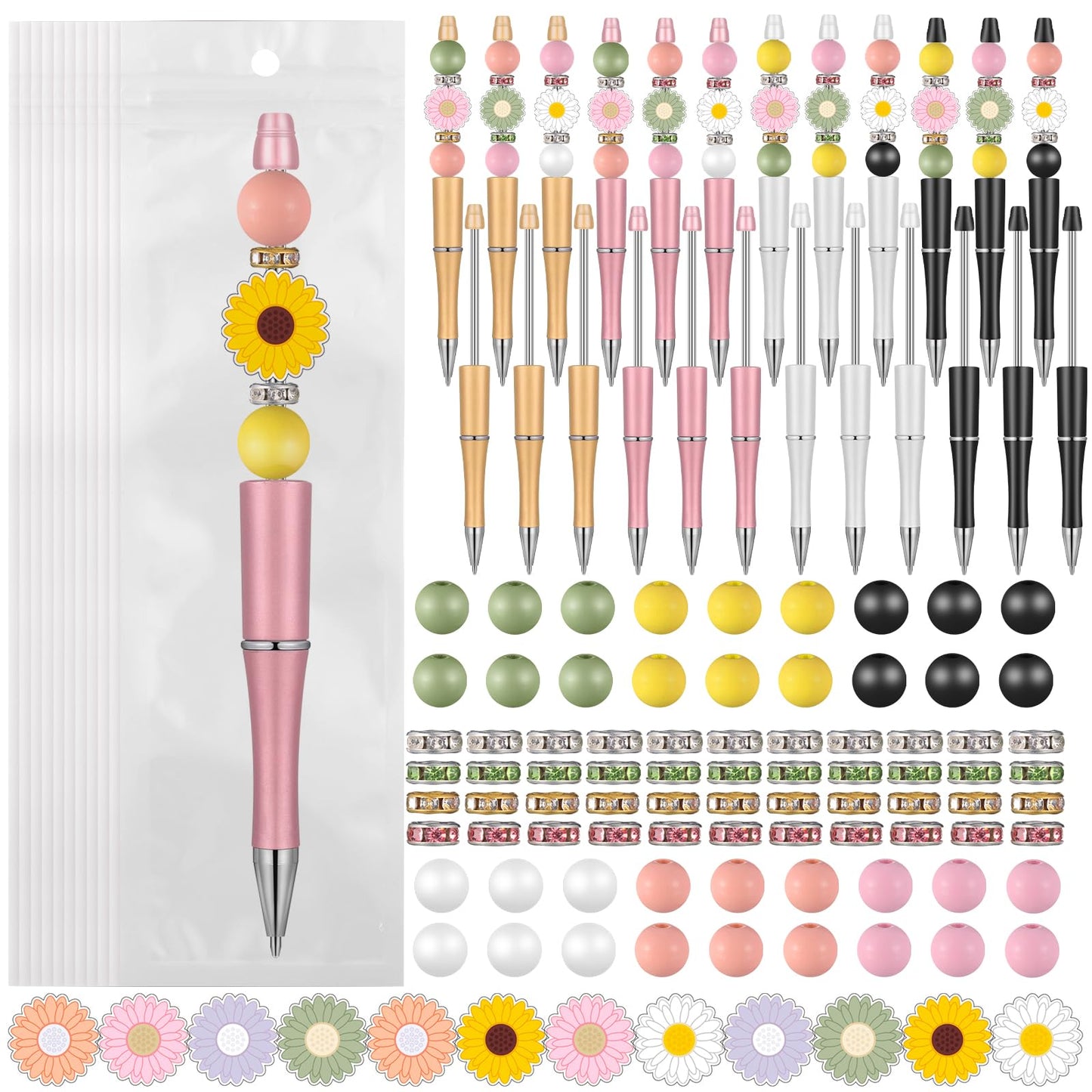 Colarr 197 Pcs Beadable Pens DIY Pen Making Kit, Daisy