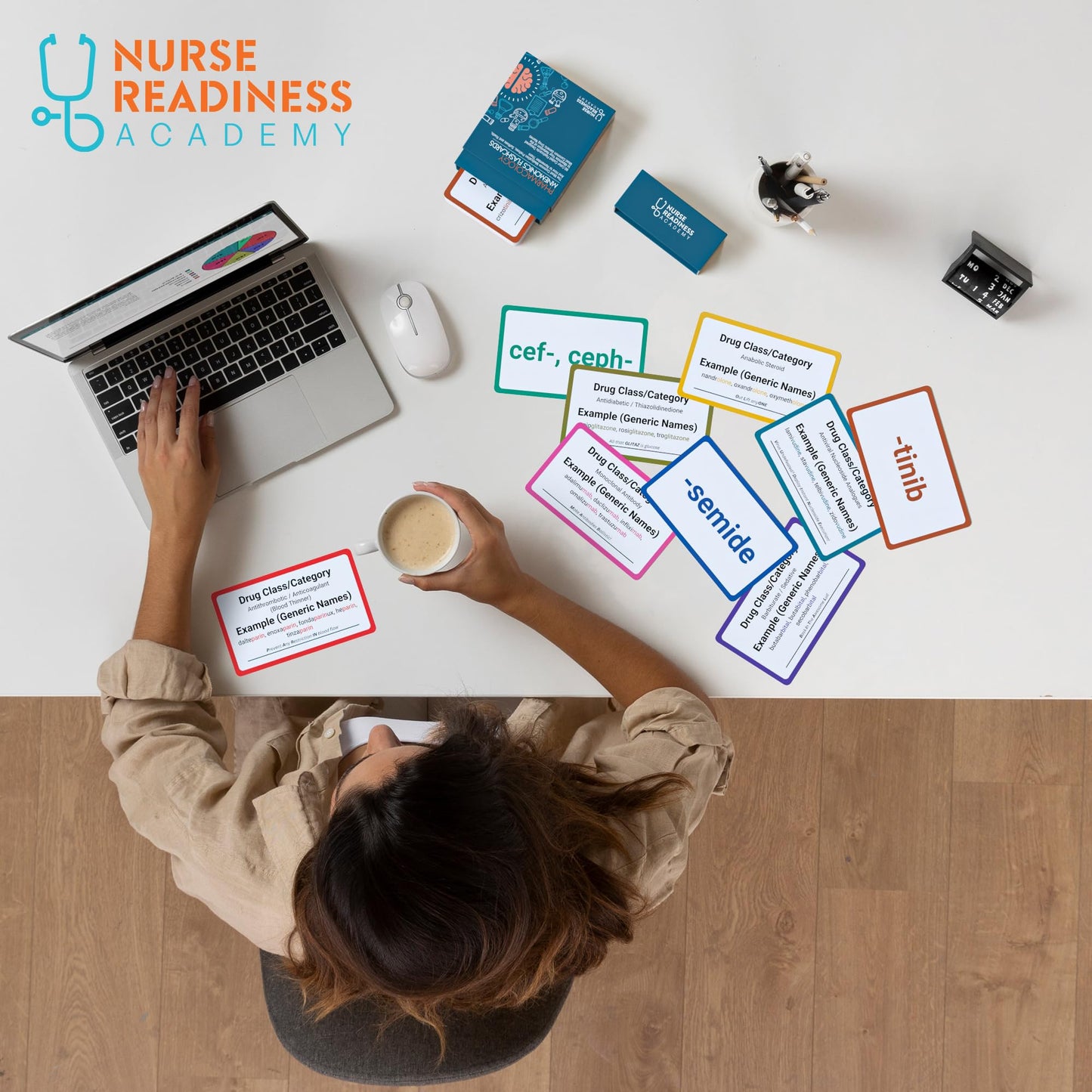 Pharmacology Mnemonics Flashcards: 60 Color Coded Flashcards for Learning the Most Common Generic