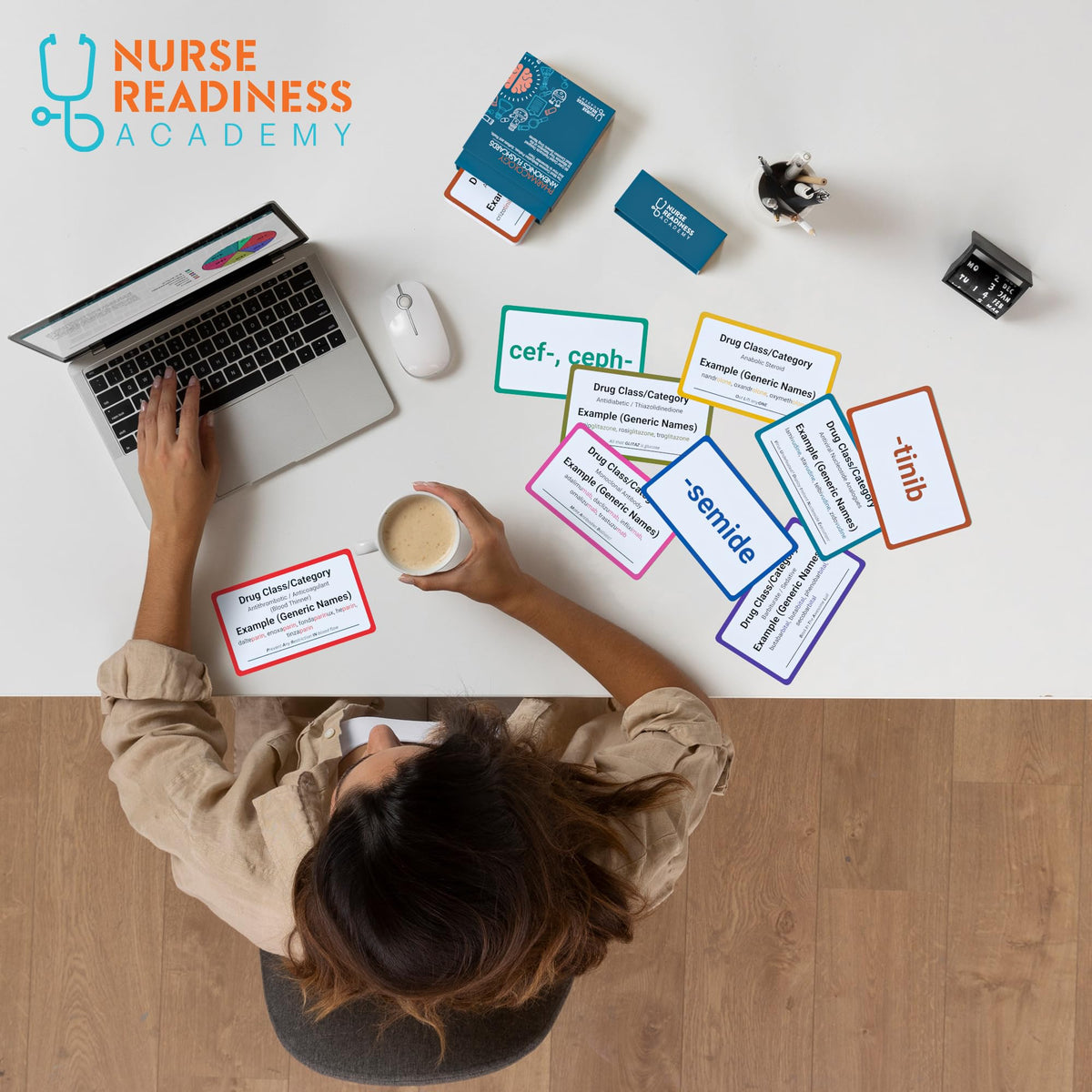 Pharmacology Mnemonics Flashcards: 60 Color Coded Flashcards for Learning the Most Common Generic