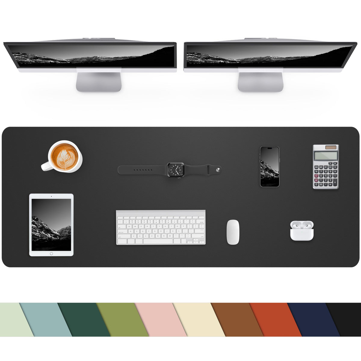Leather Desk Pad Protector,Large Desk Mat, Mouse Pad, Non-Slip PU Leather Desk Blotter, Laptop