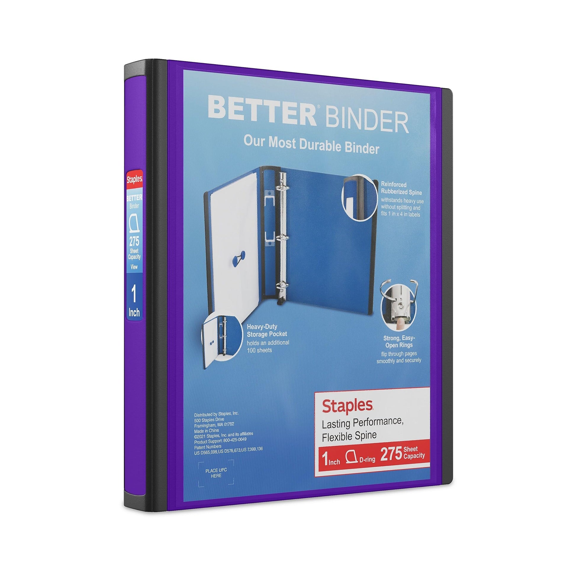 Staples 1-Inch 3-Ring Better Binder, Purple, 3/Pack (St55847-Ccvs)