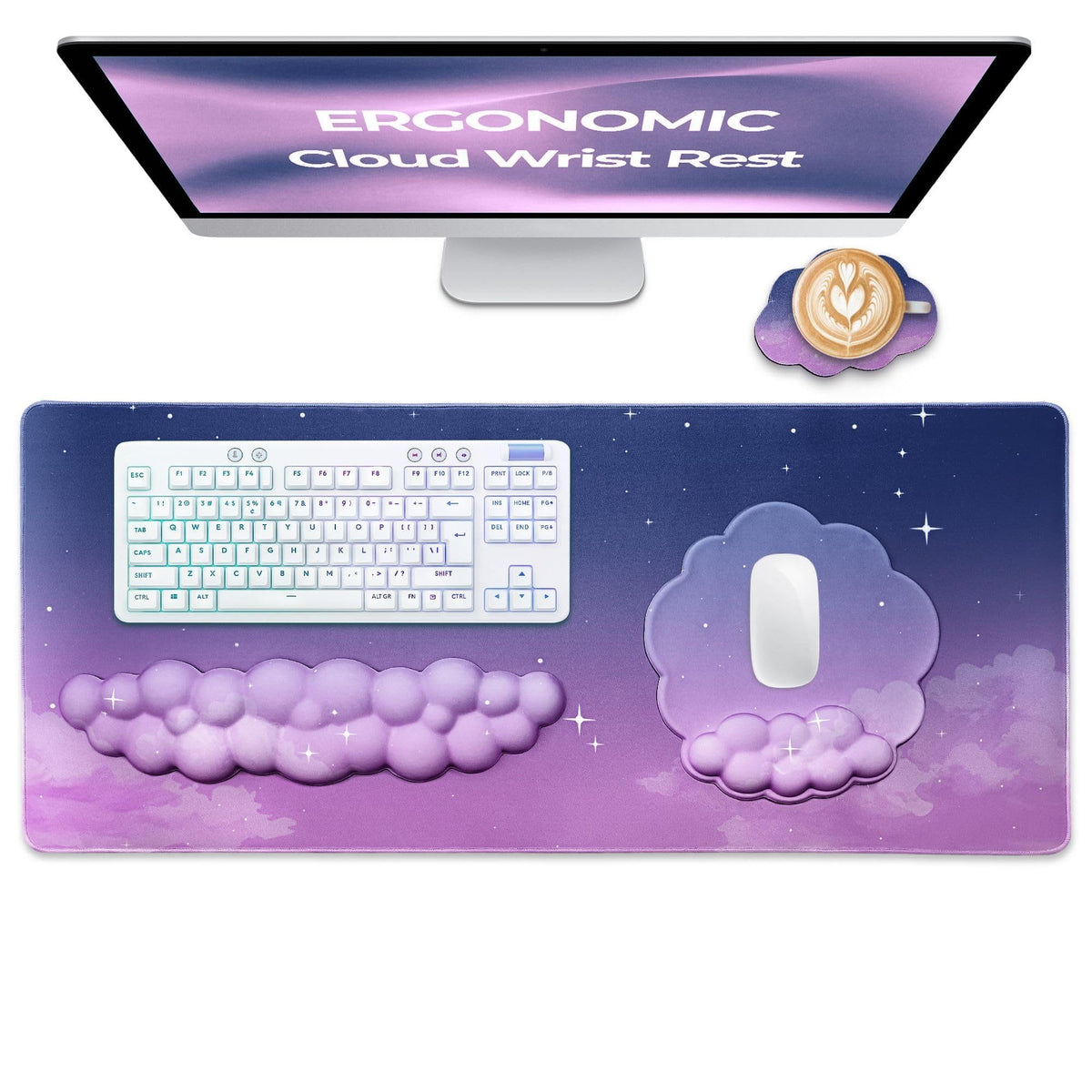 TheTrulyCharter- Cloud Wrist Rest Keyboard, Mouse Pad, Wrist Rest for Computer Keyboard, Cloud