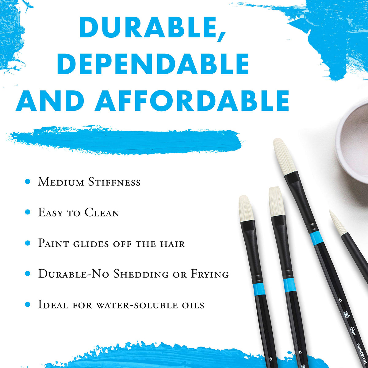 Princeton Aspen Acrylic & Oil Brush Set, Synthetic, 4 Piece, 1 Count