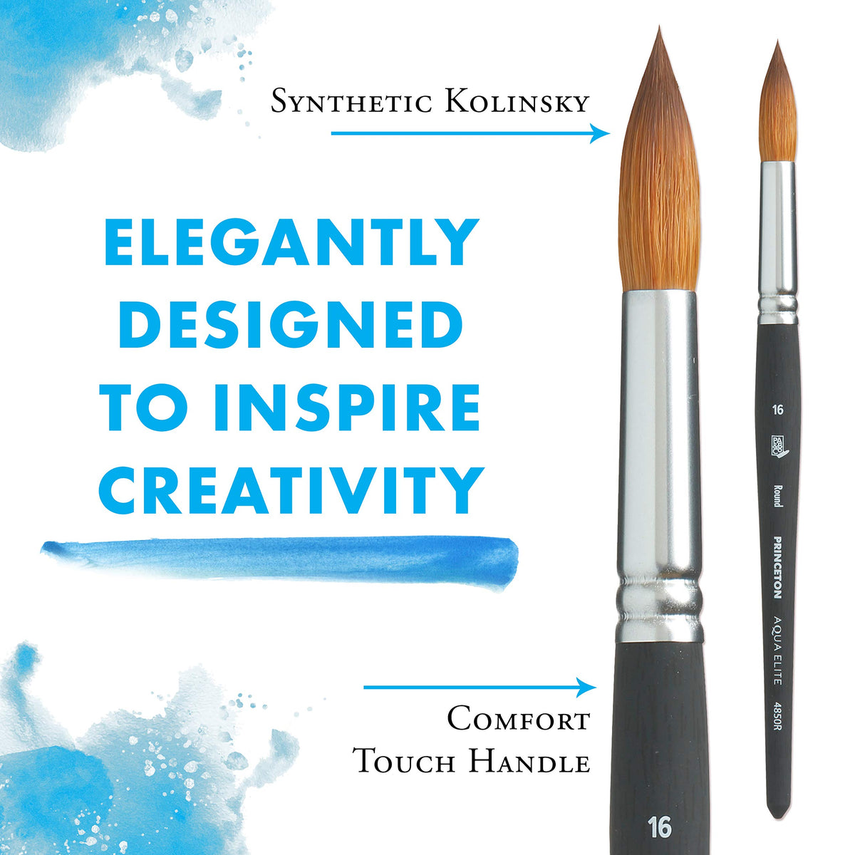 Princeton Aqua Elite, Series 4850, Synthetic Kolinsky Watercolor Paint Brush,Round, Size 16