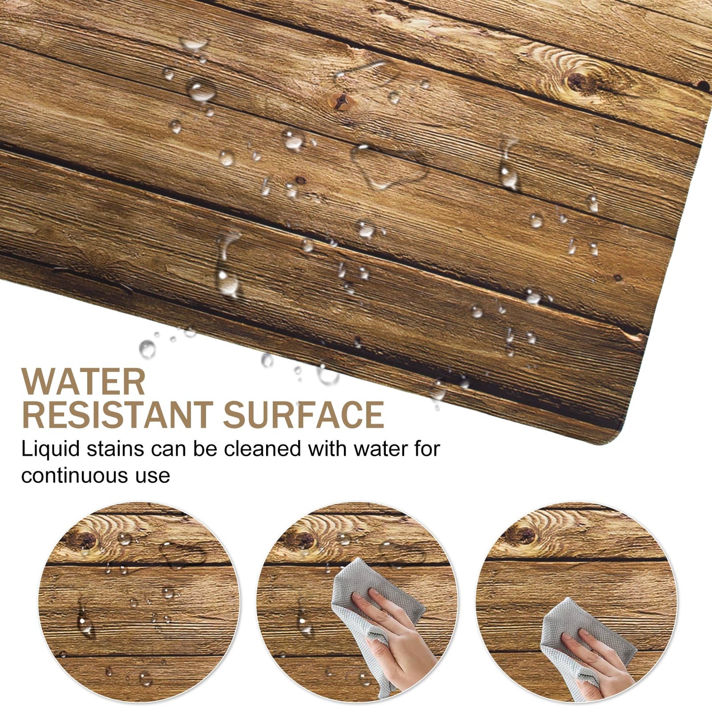 L-SPOUTTO Vintage Wood Desk Mat,Extended 35.4x15.7in XXL Gaming Mouse Pad