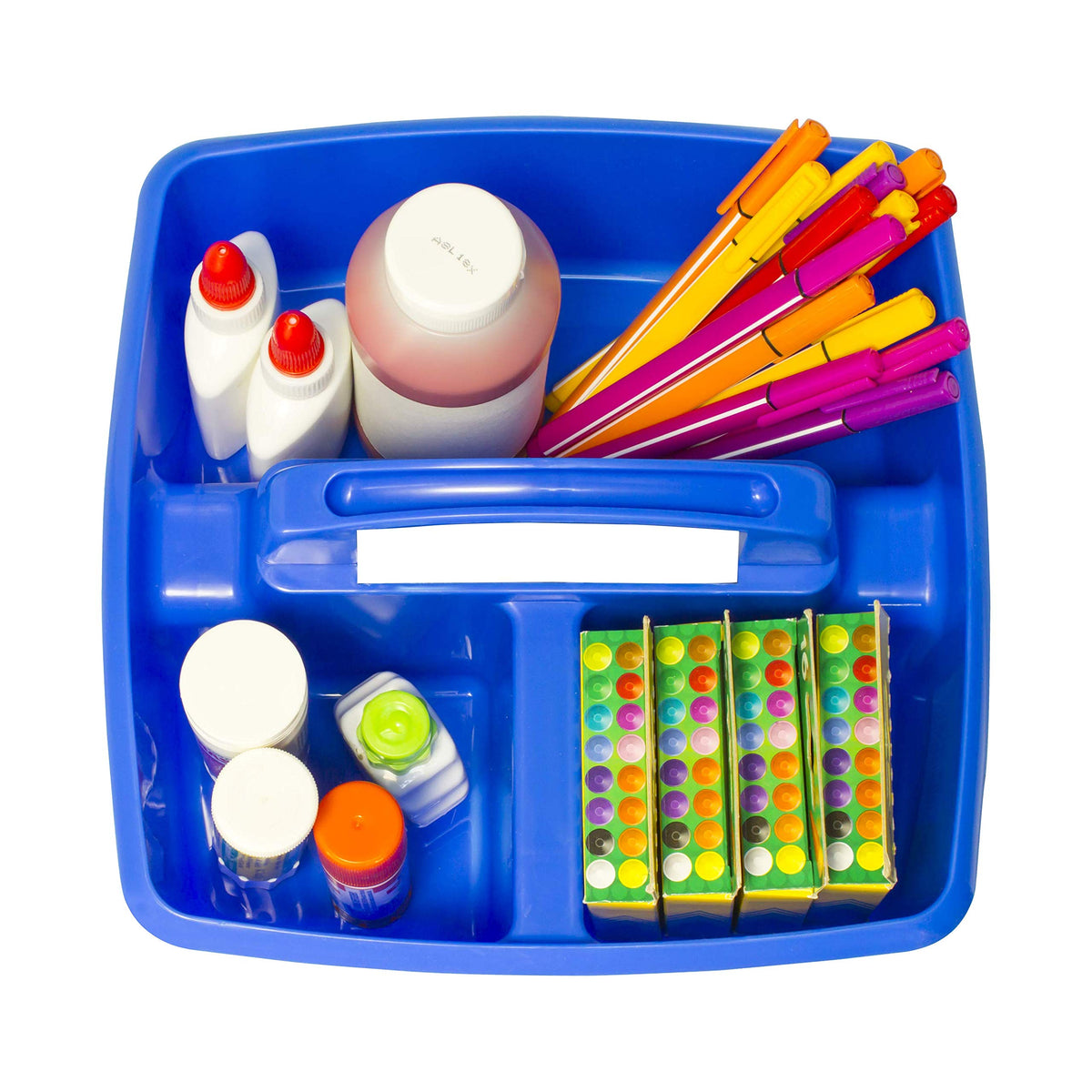 Storex 3-Compartment Small Caddy – Multipurpose Classroom Organizer with Handle, Assorted STEAM