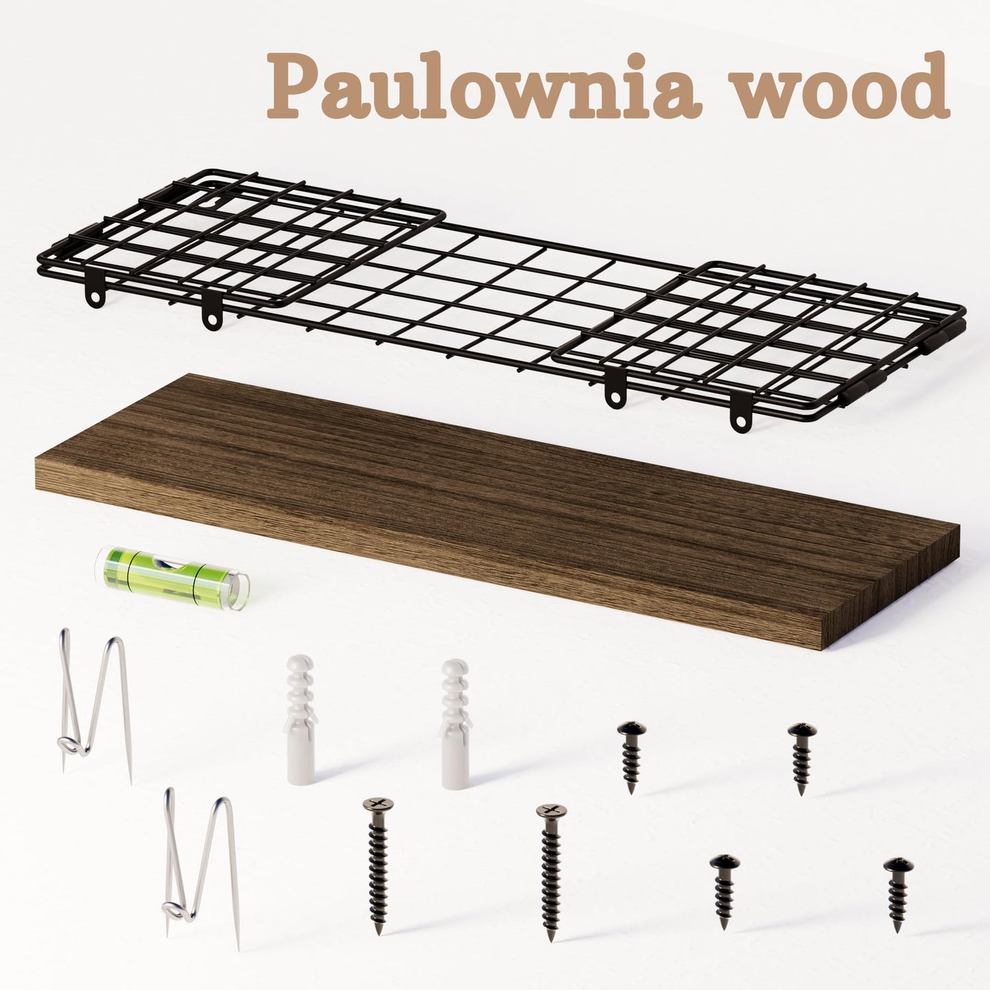 SoaShower Floating Cubicle Shelf with Hooks, Paulownia Wood Desktop Organizer for Office Cubicle