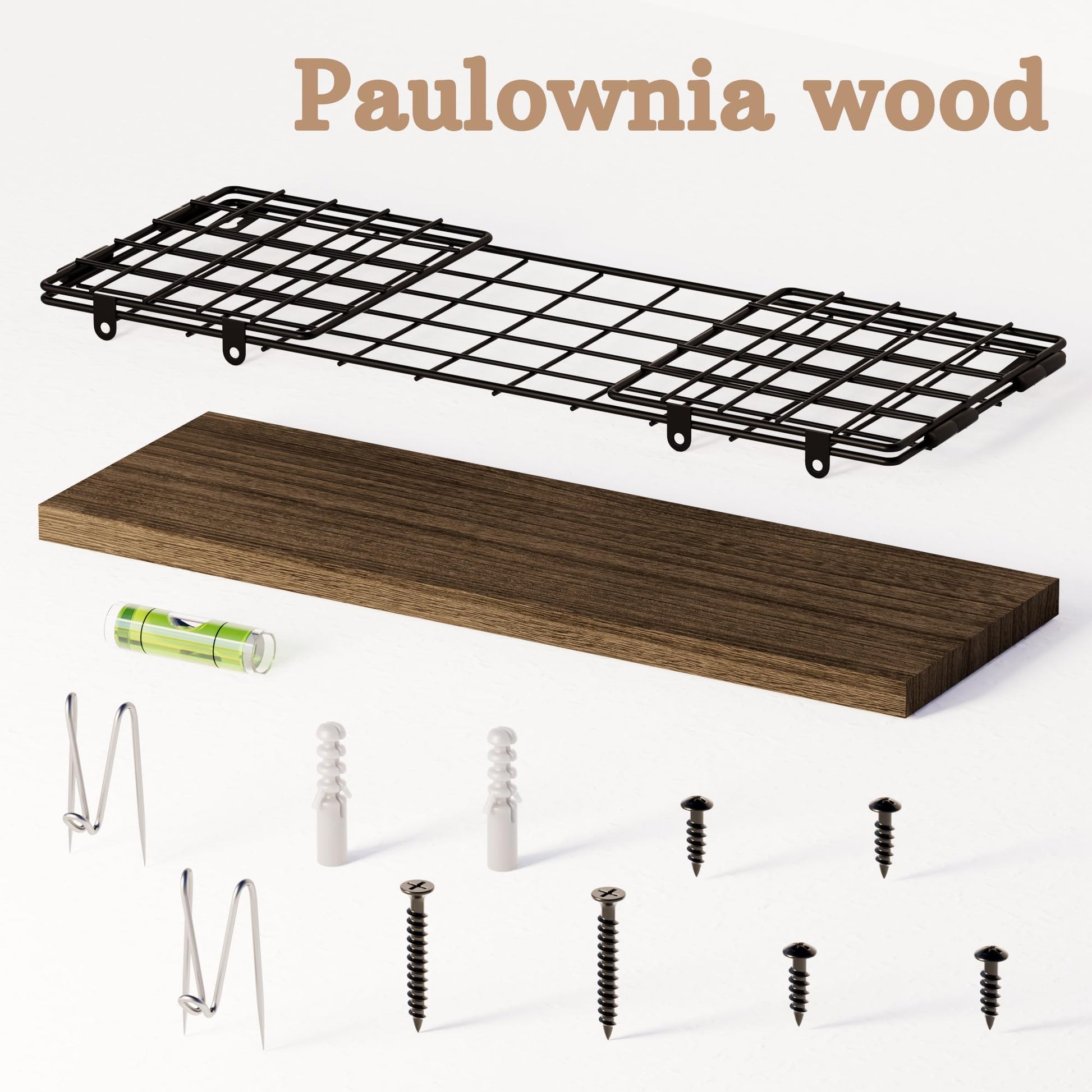 SoaShower Floating Cubicle Shelf with Hooks, Paulownia Wood Desktop Organizer for Office Cubicle