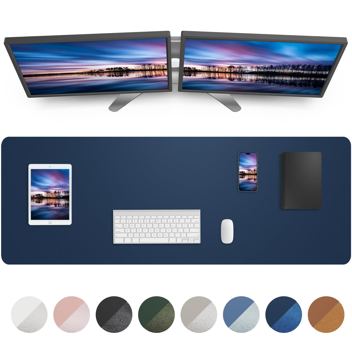 Large Desk Mat,55" x 17"Leather Desk Pad Protector,Large Mouse Pad,Office Desk Mat, Non-Slip PU