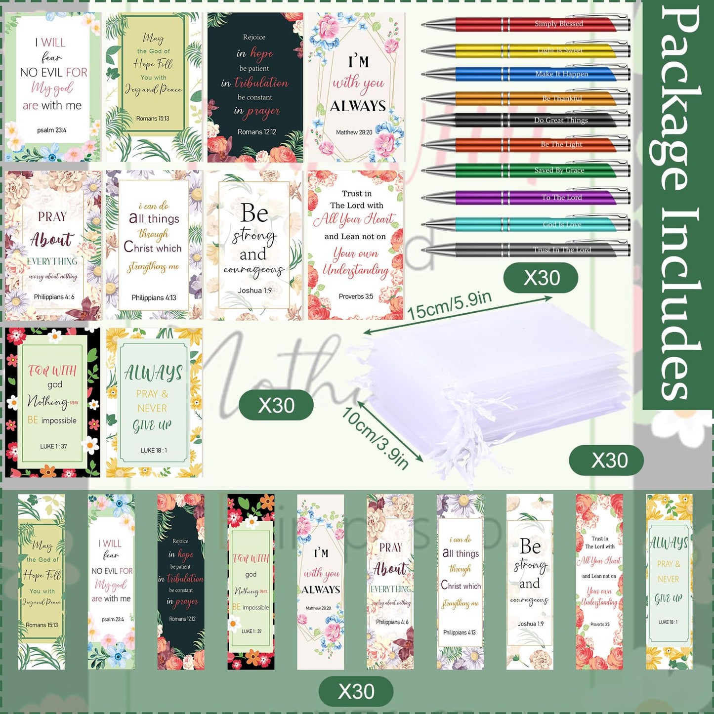 Sinmoe 120 Pcs Christian Pens Bookmarks Scripture,Bright Color,Novel