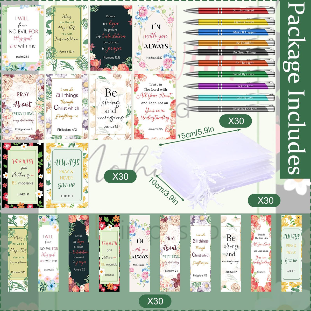 Sinmoe 120 Pcs Christian Pens Bookmarks Scripture,Bright Color,Novel