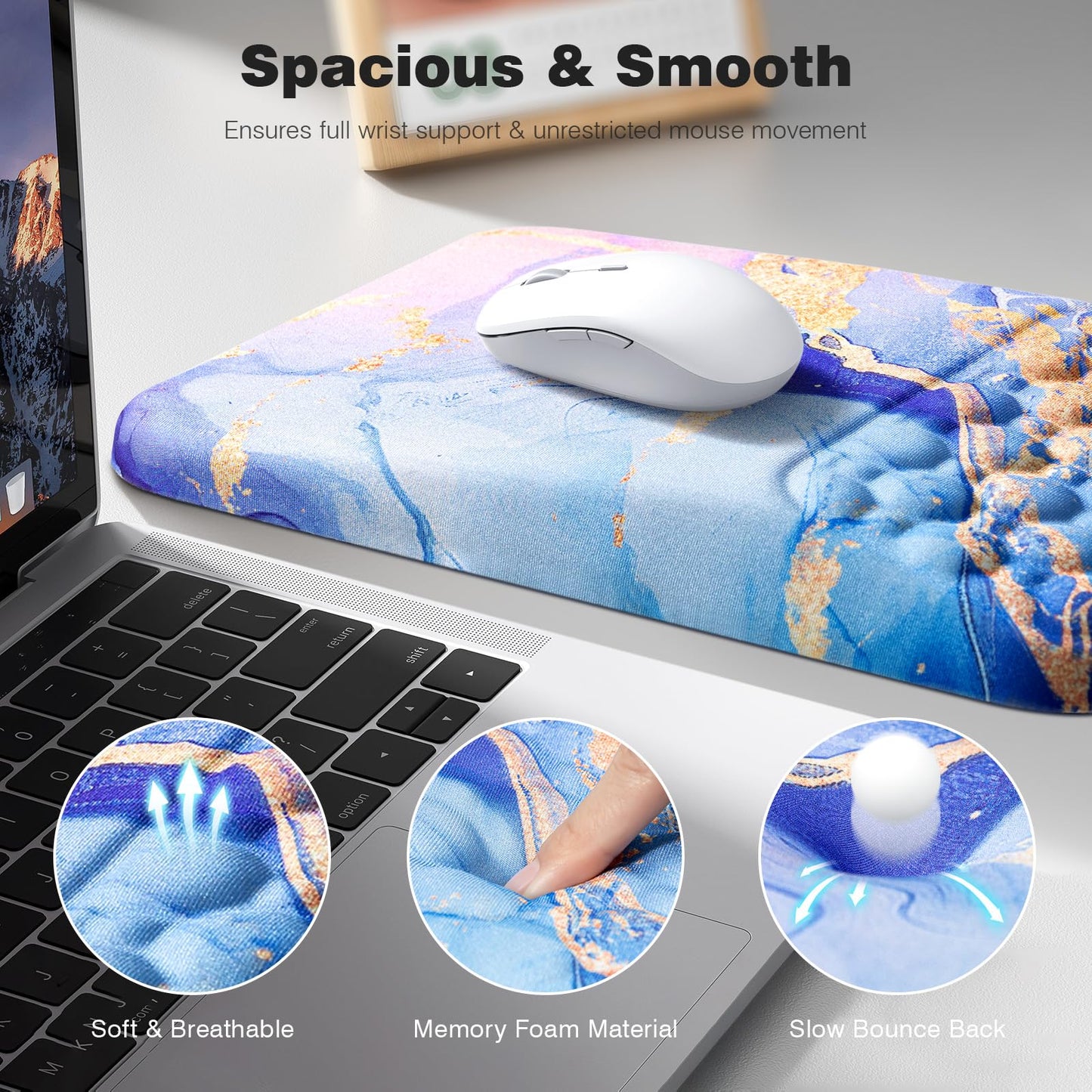 Ospelelf Mouse Pad with Wrist Rest Ergonomic Comfortable Pain Relief Mousepad Wrist Support for