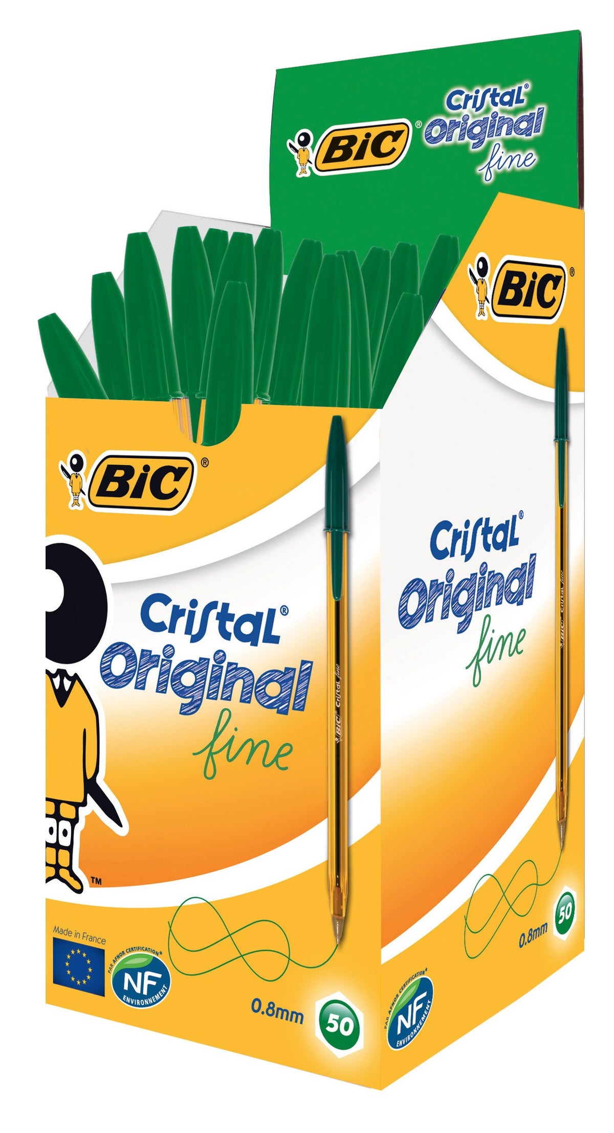 BIC Cristal Fine 0.8mm Green (Box 50)