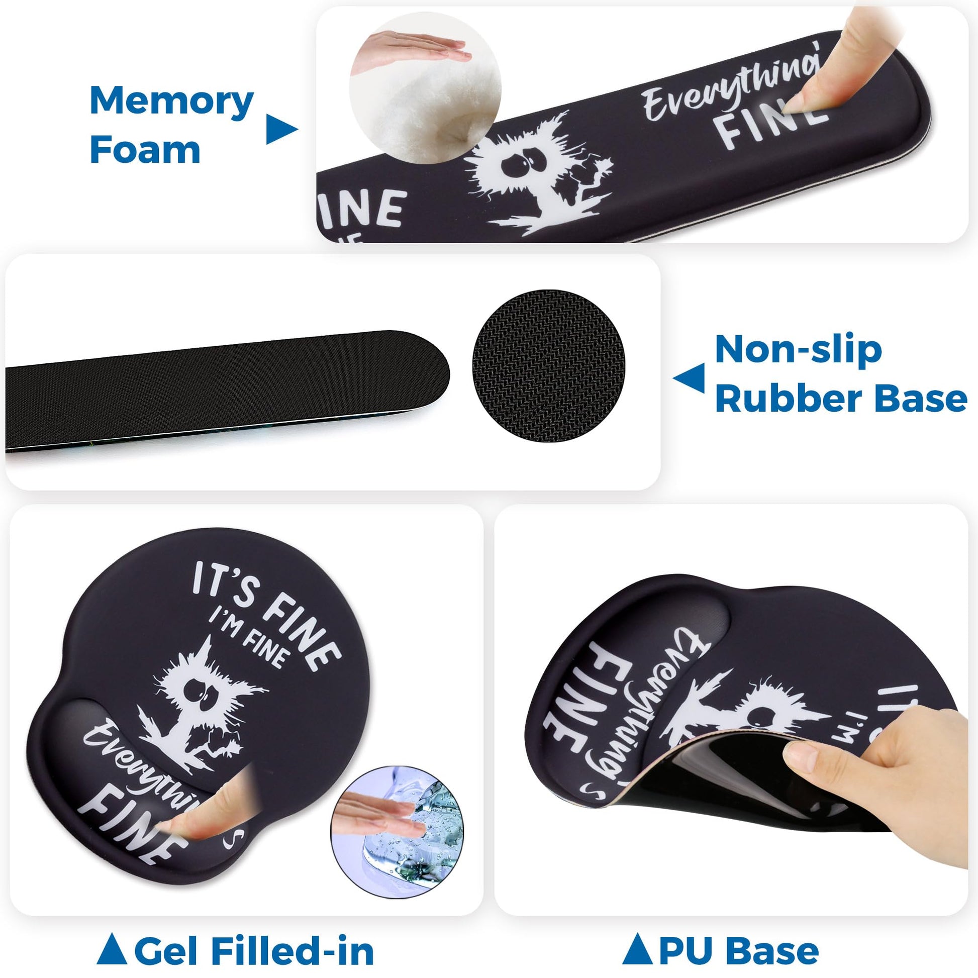 Wiabsi Mouse Pad and Keyboard Wrist Rest Support,Ergonomic Mouse Pad Set