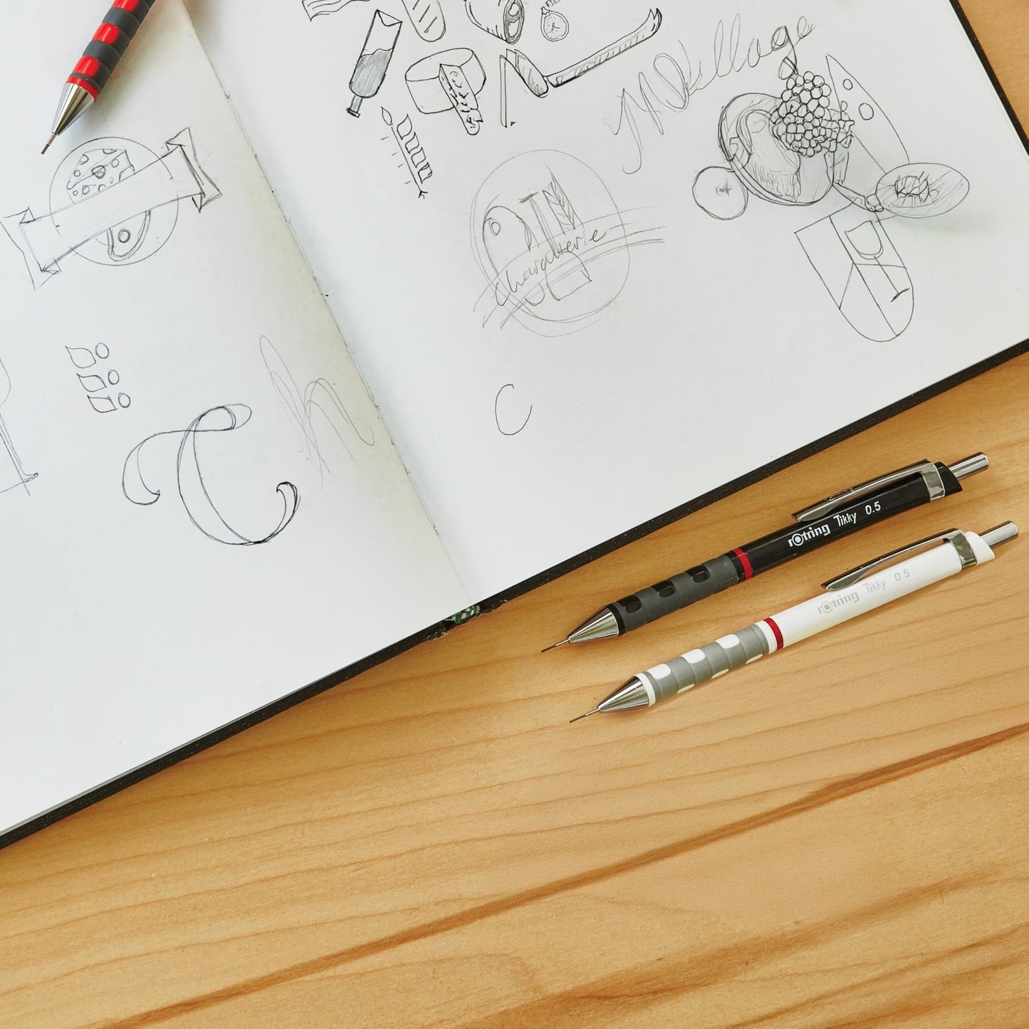 rOtring Tikky Mechanical Pencil & Ballpoint Set | HB Lead, 0.5 mm Pencil | Medium Point Pen | Black