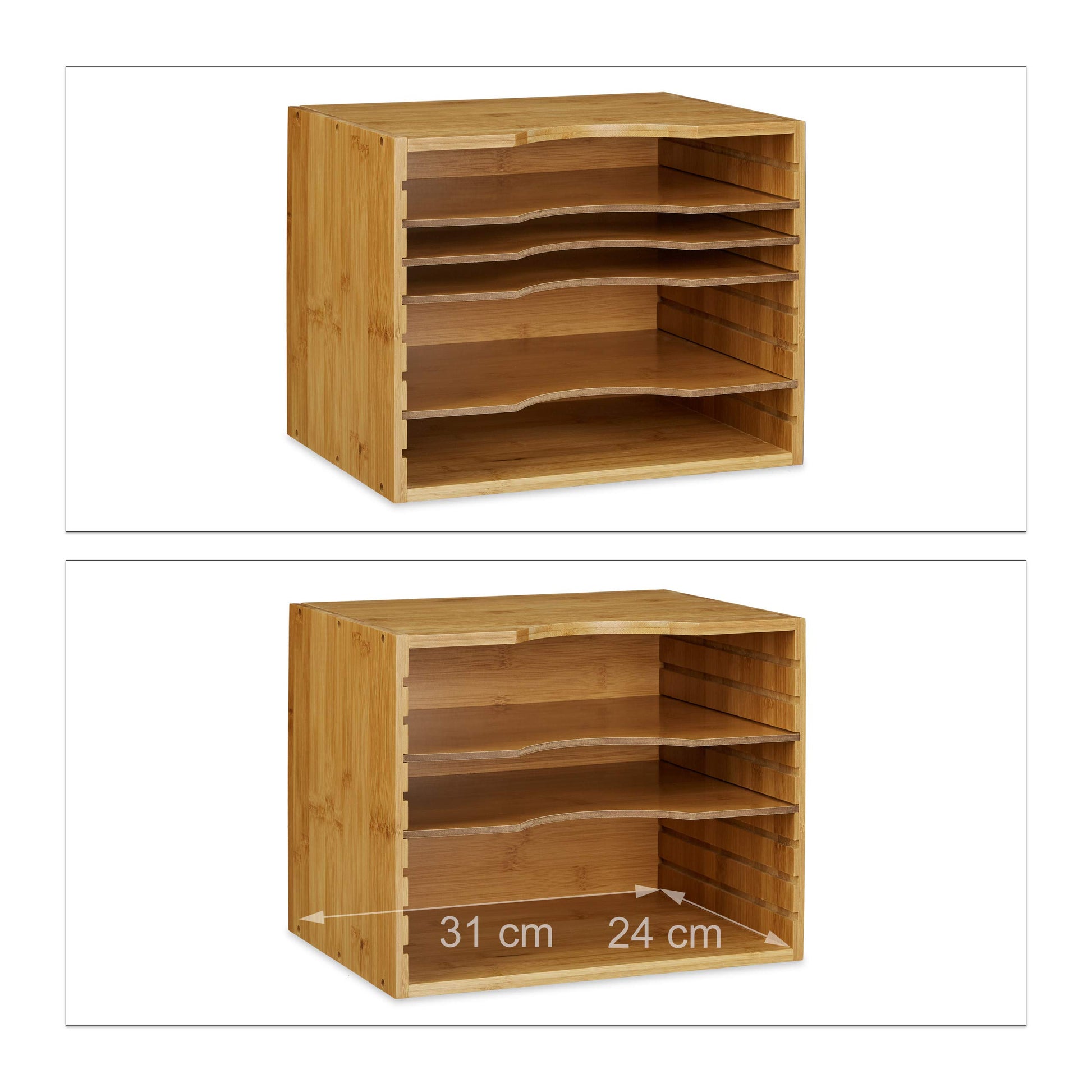 Relaxdays Bamboo File Holder, Size: 26.5 x 33.5 x 24.5 cm Storage System Desk Organizer Document