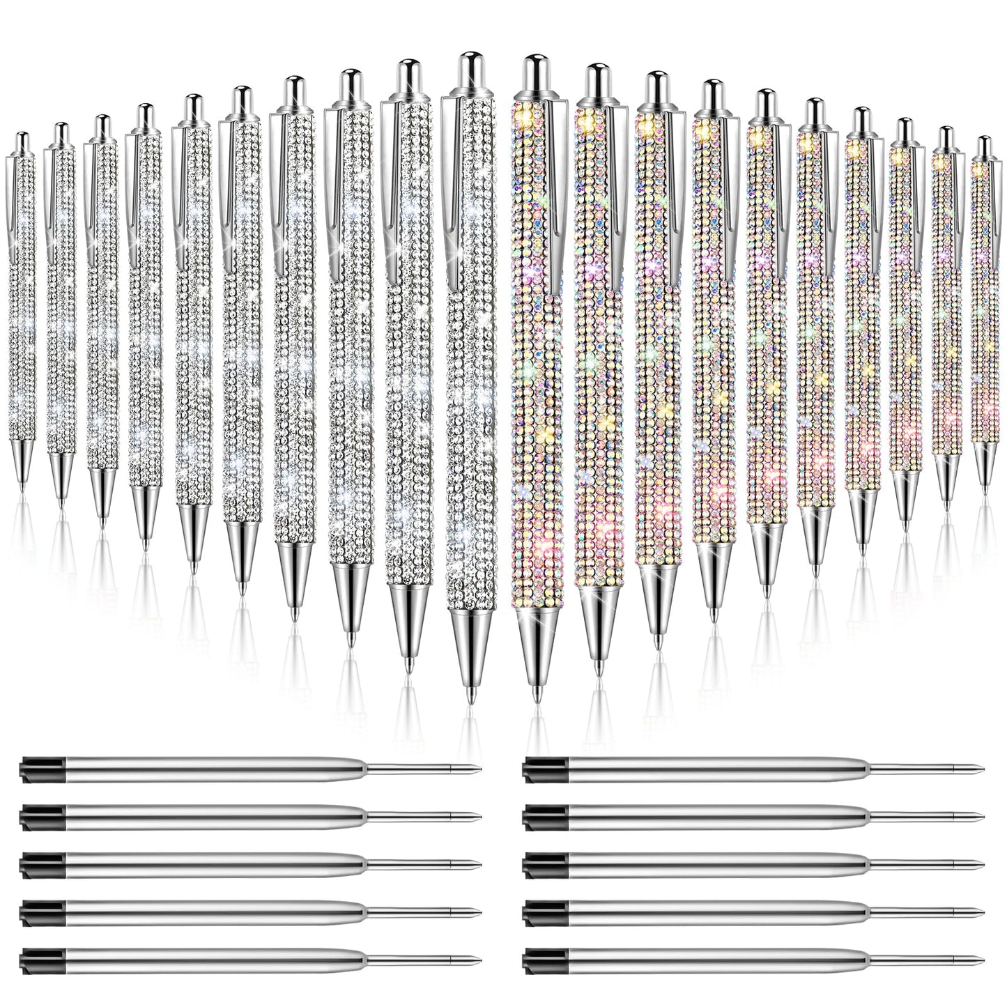 ZSMKJIAYE 20Pcs Rhinestone Metal Ballpoint Pens Bling Pens Bulk Fancy Sparkly Crystal Diamond Pens