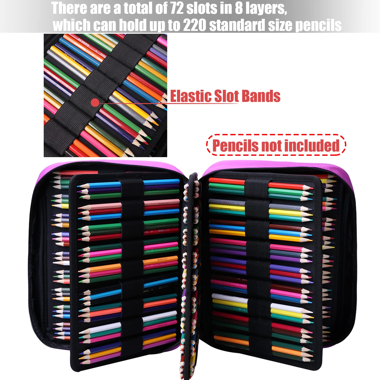 AYVANBER Colored Pencil Case 220 Slots Gel Pens Holder Waterproof Organizer Bag Portable Artist