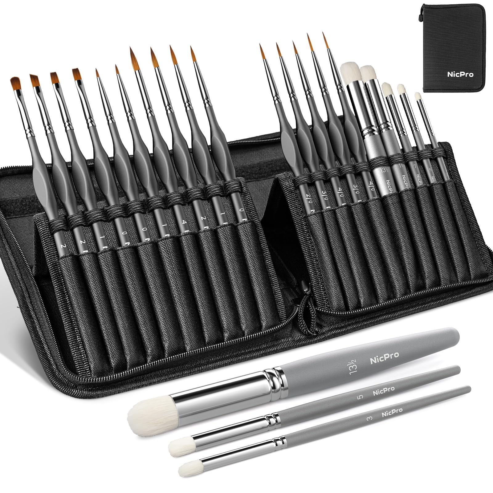 Nicpro 22 PCS Miniature Paint Brushes & Dry Brush, Model Paint Brush Set
