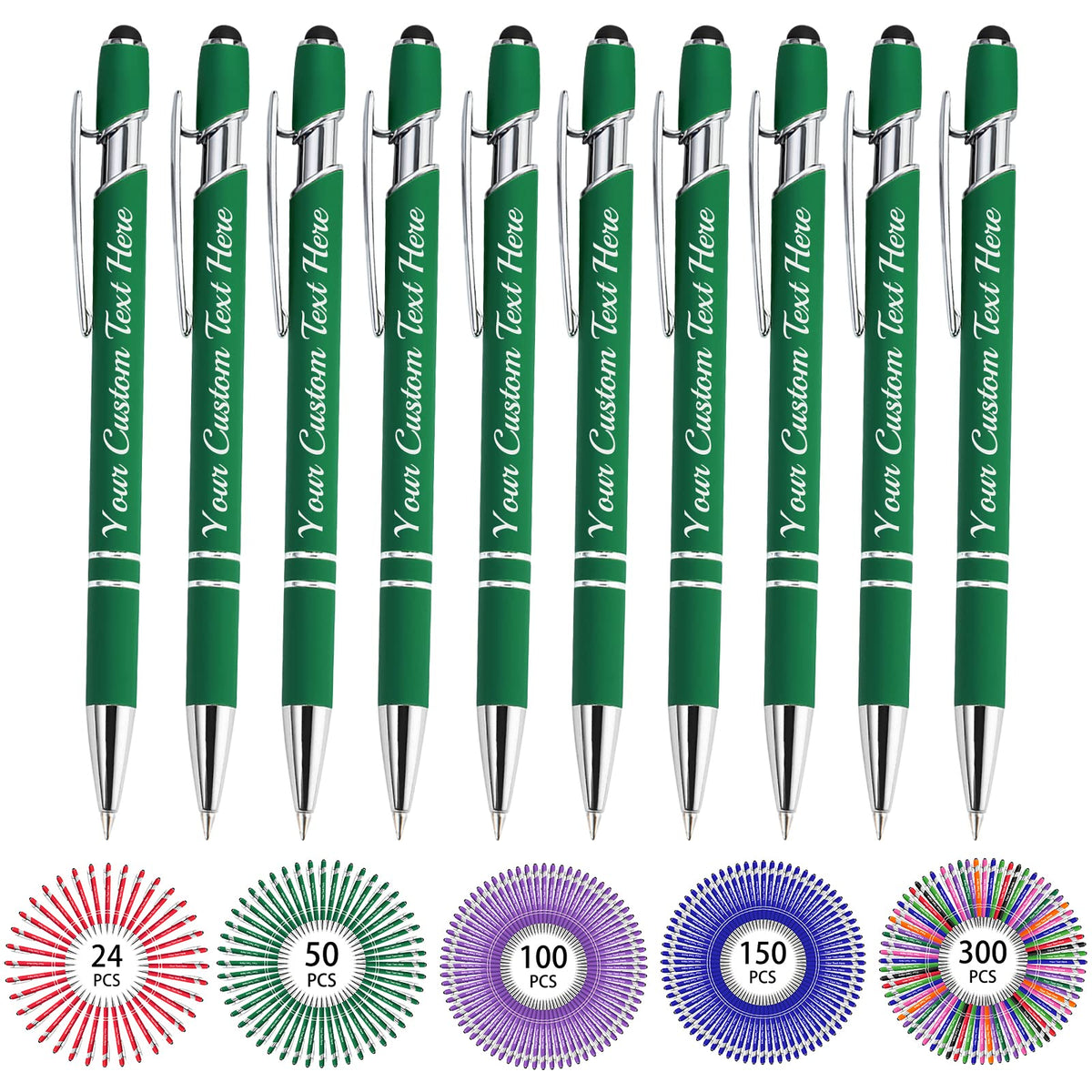 Hapelf Up to 500 Bulk Personalized Pens Custom Engraved Ballpoint Pen with Stylus Tip Retractable