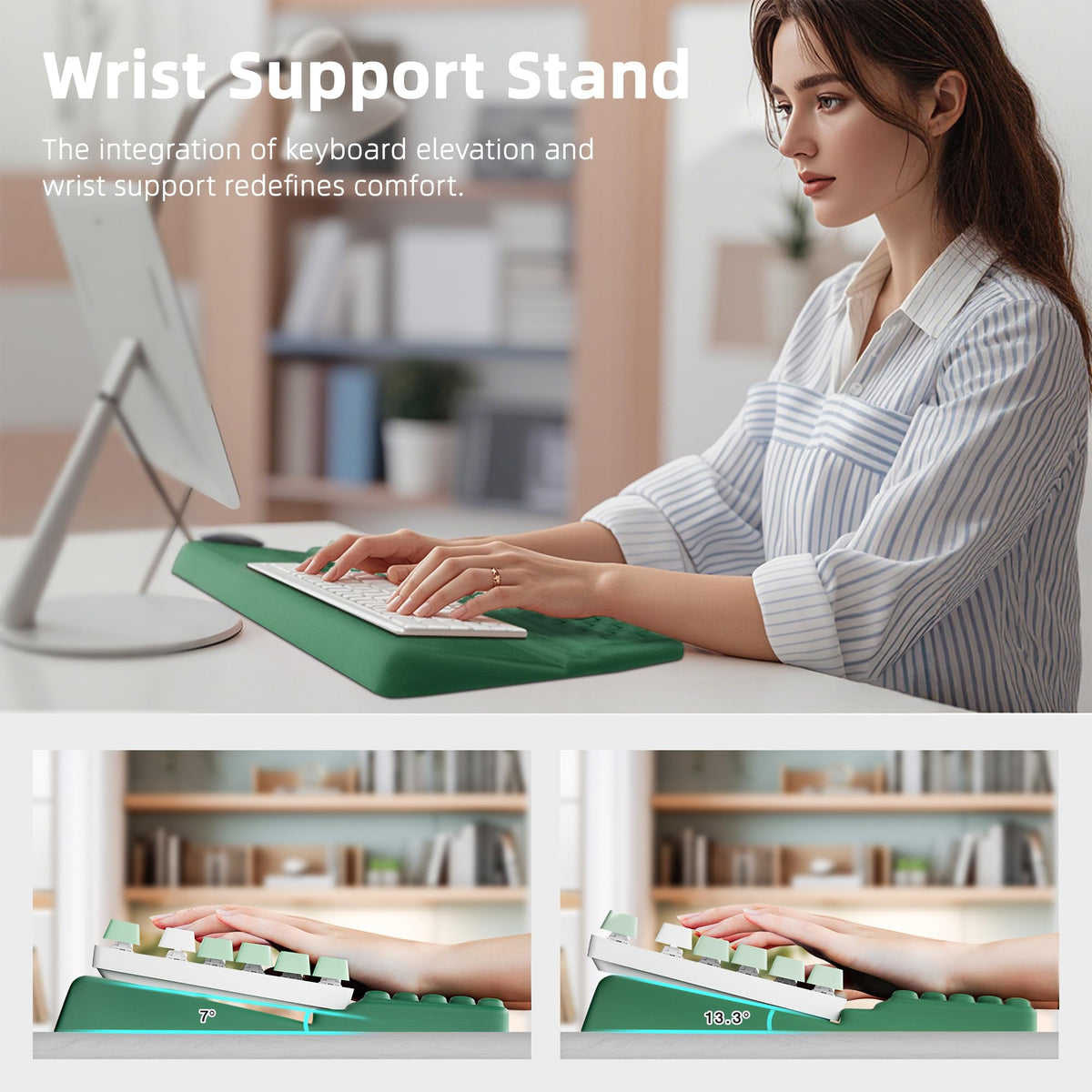 Ospelelf Keyboard Wrist Rest Pad, Comfy Ergonomic Keyboard Stand Riser Holder, Computer Wrist