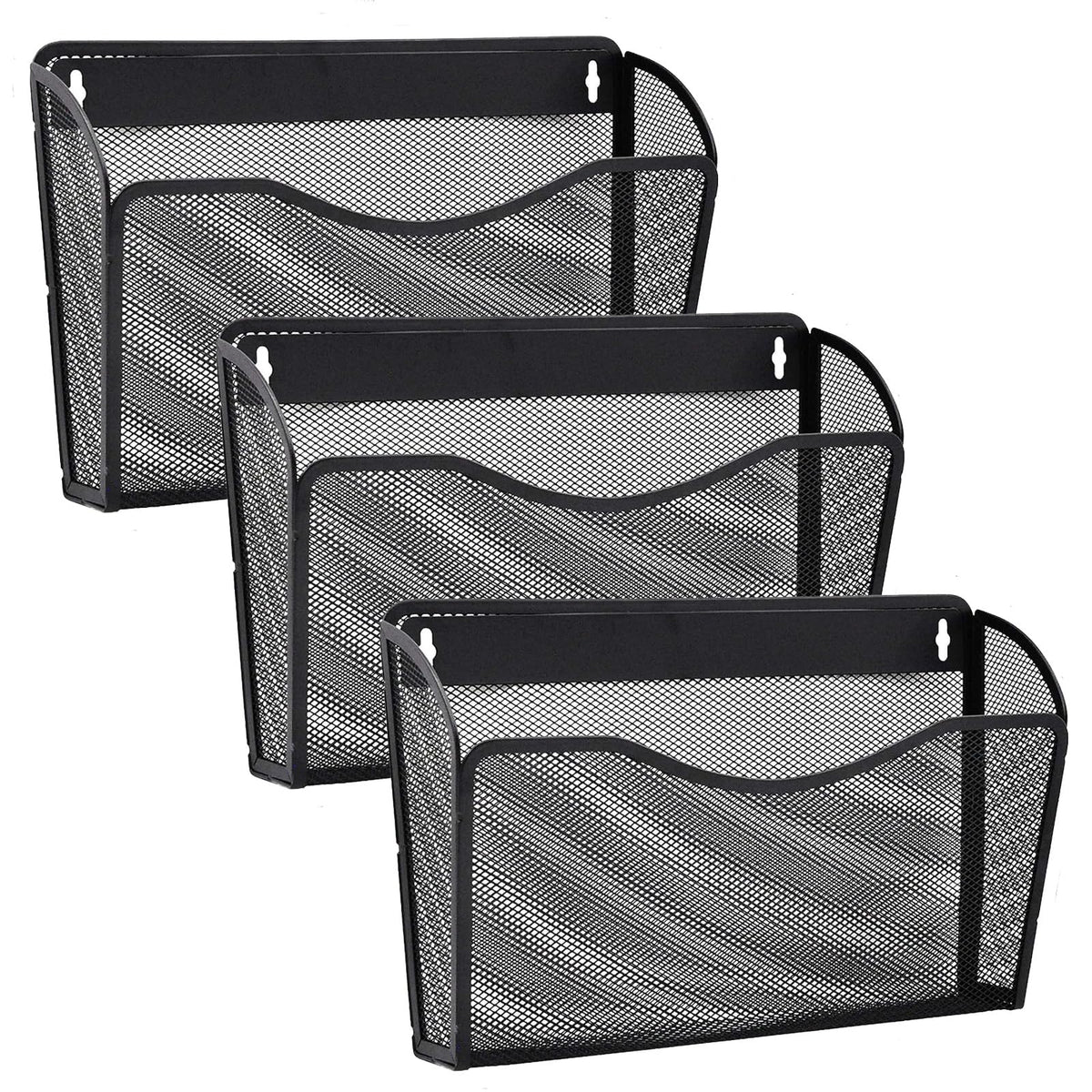Gawerk 3 Pack Wall File Organizer, Mesh Wall File Pocket Mail Organizer Hanging Metal Vertical Wall