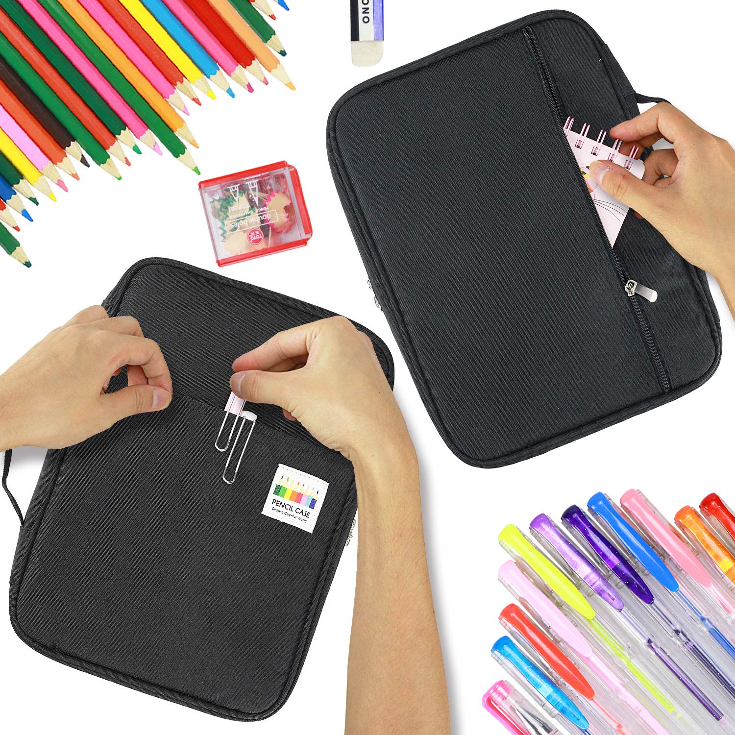 YOUSHARES 166 Slots Colored Pencil Case, 110 Slots Gel Pens fo Coloring Case Organizer, Handy