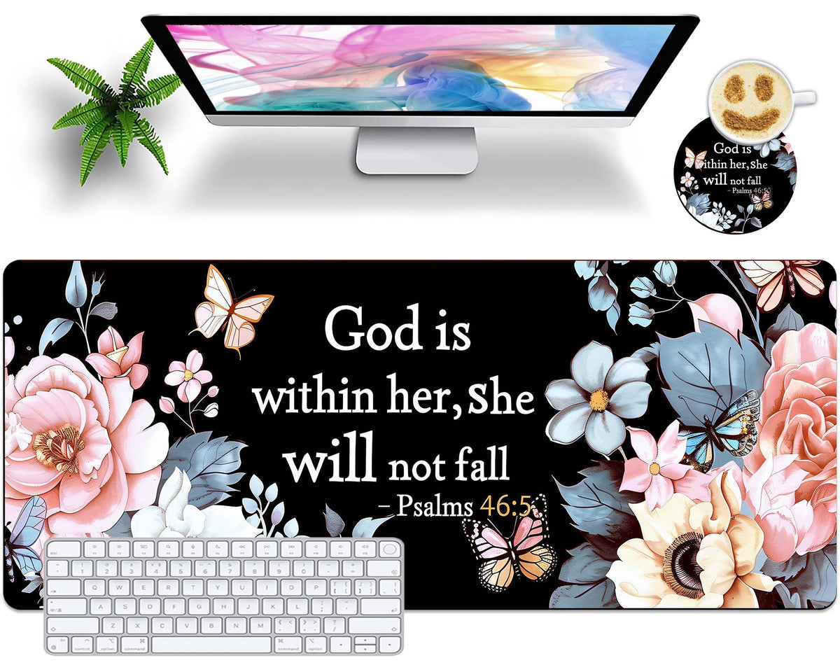 Extended Mouse Pad with Coaster 31.5 x 11.8 Desk Pad Full Desk Mousepad Stitched Edges Desk Mat