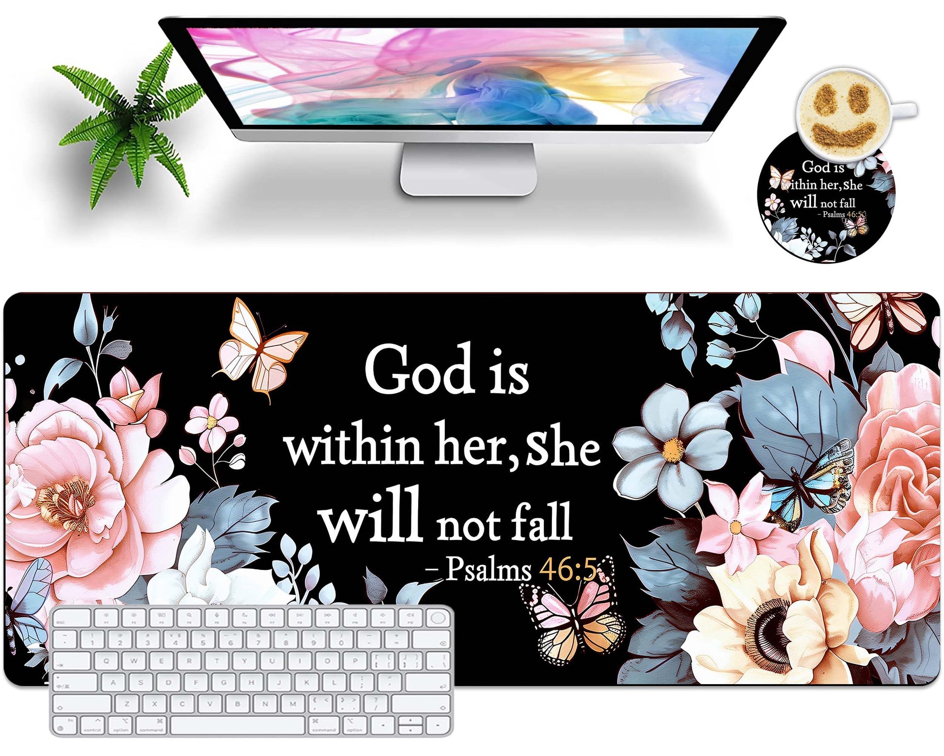 Extended Mouse Pad with Coaster 31.5 x 11.8 Desk Pad Full Desk Mousepad Stitched Edges Desk Mat
