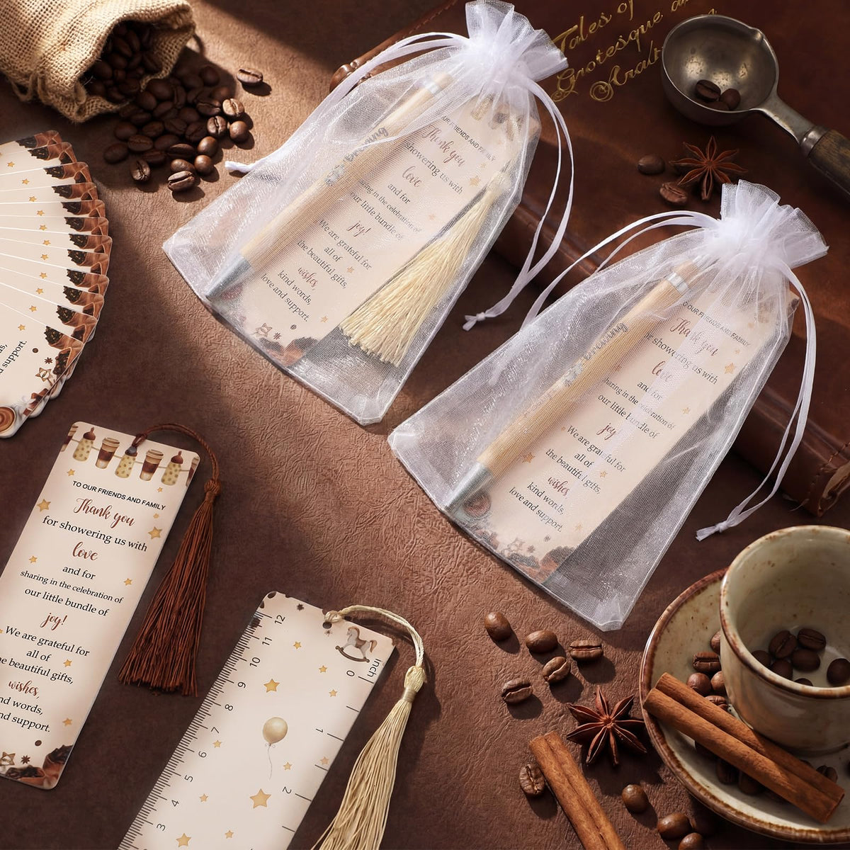 Gilprop 50 Sets Brown Coffee Baby Shower Favors for Guests Includes 50 Baby Shower Ballpoint Pens