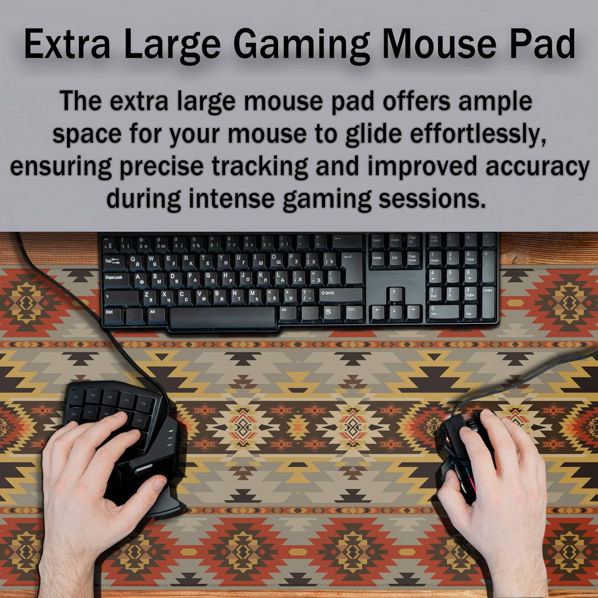 Samgula Gaming Mouse Pads Geometric Large Desk Pad Keyboard Pad Mousepad XXL Non-Slip Rubber Base
