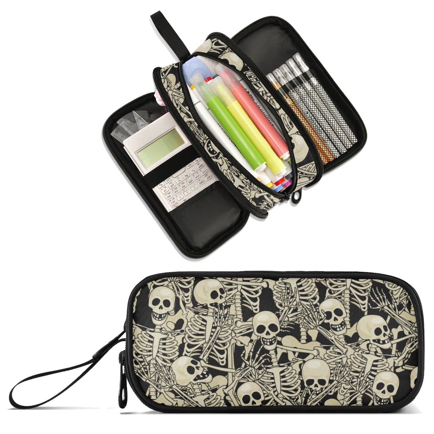 XUWU Skeletons Large Capacity Pencil Case Pencil Pouch Pen Box