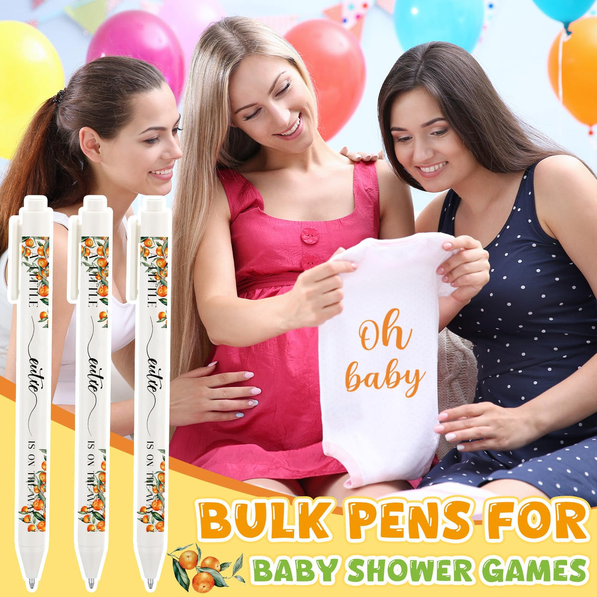Kisston 60 Pcs Orange Baby Shower Pens, Gifts Party Favors Bulk