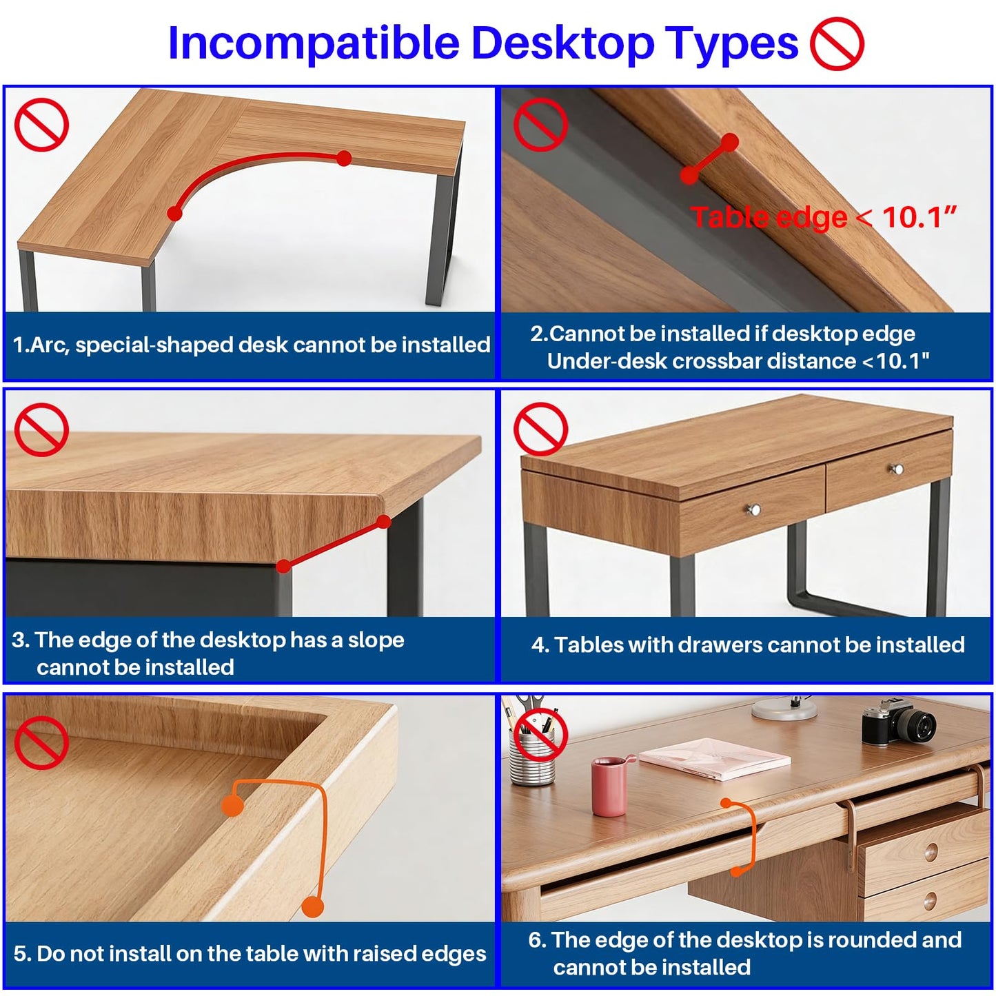 BYMECOST No Drill Under Desk Laptop Mount, Metal Under Desk Storage Shelf