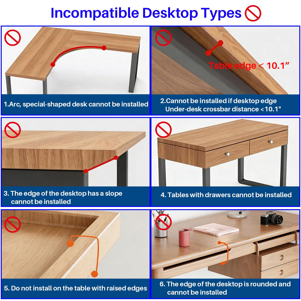 BYMECOST No Drill Under Desk Laptop Mount, Metal Under Desk Storage Shelf