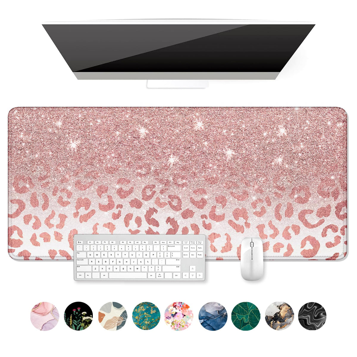 Auhoahsil Large Mouse Pad, XXL Desk Pad, Extened 35" x 15", Non-Slip Rubber Base, Stitched Edges